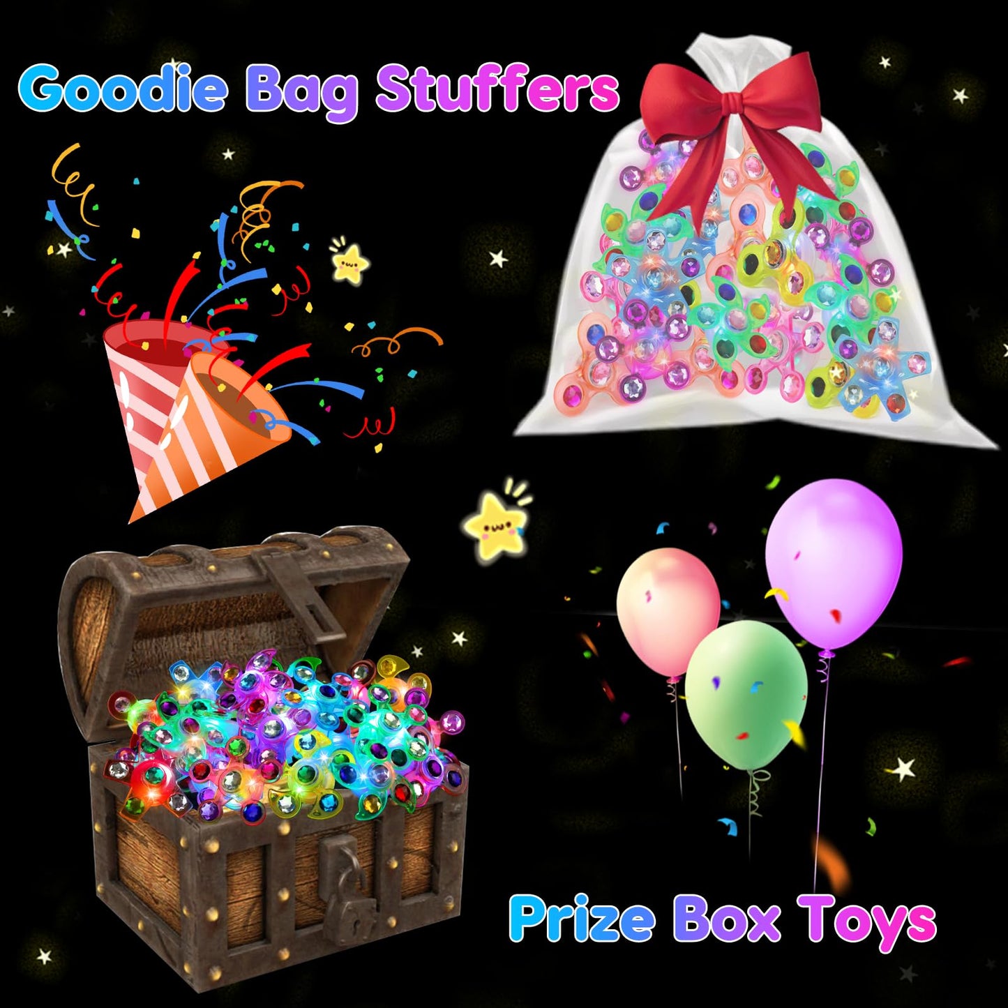 24PCS LED Light Up Fidget Spinner Rings Glow Party Favors Bulk for Kids 4-8 8-12 Goodie Treat Bag Stuffers Pinata Fillers Carnival Prizes Classroom Treasure Box Toys Birthday Return Gifts for Boy Girl