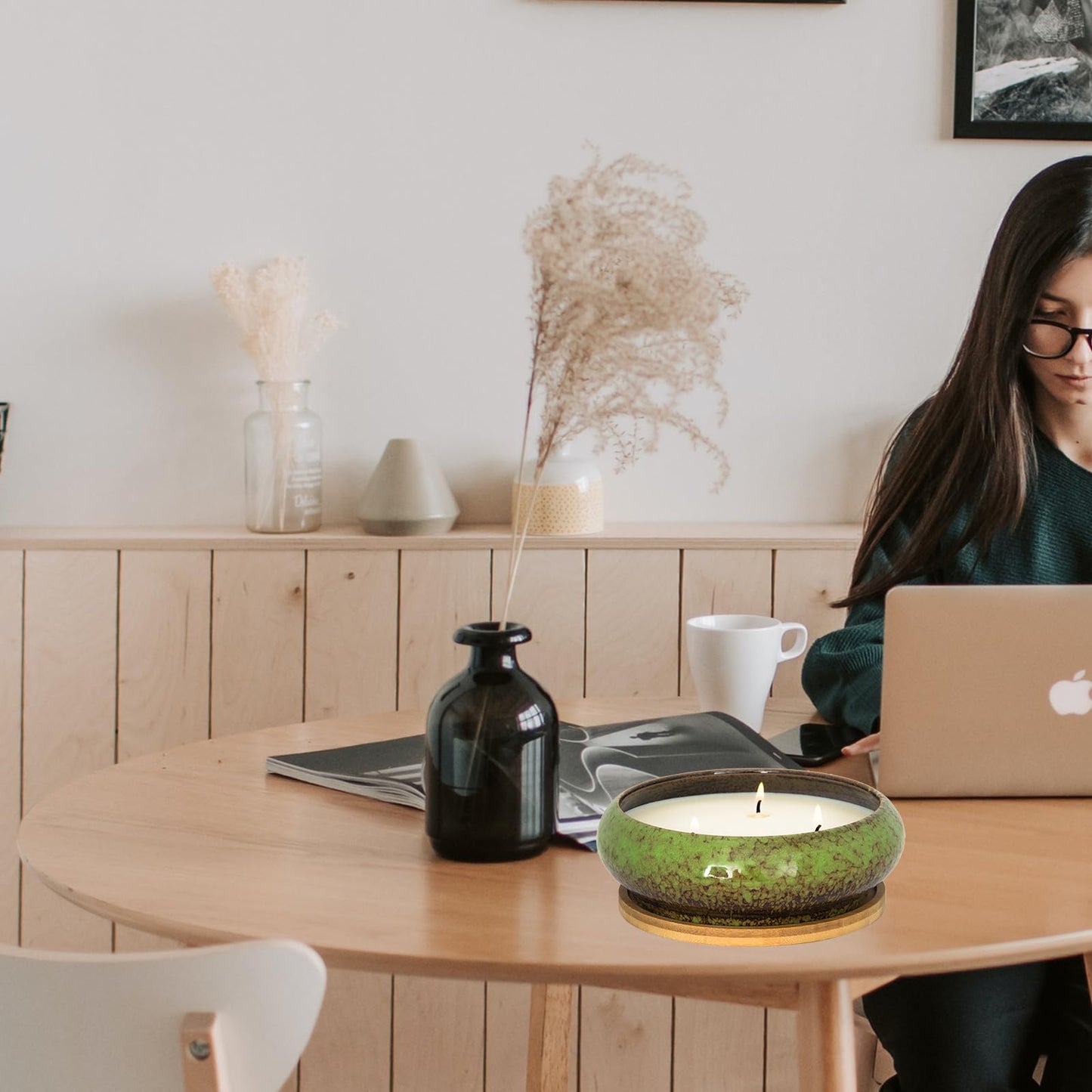 Scented Candles - 3 Wick Large Peppermint Candle for Home Scented, 17 oz Aromatherapy Candle Gifts for Women, Decorative Natural Soy Candles with Long Lasting for Mother's Day Birthday Anniversary