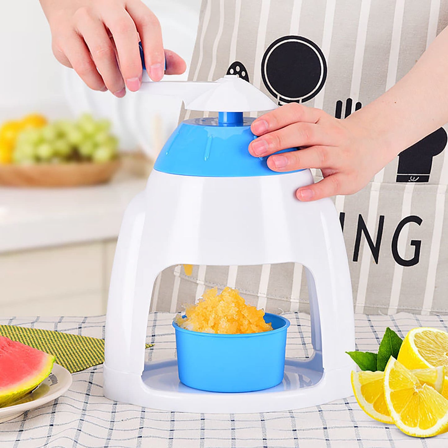 PAILON Household Hand Crank Ice Shaver Machine, Mini Manual Ice Crusher, Portable Ice Shaver and Snow Cone Machine, for Snow Cone, Slush, Shaved Ice