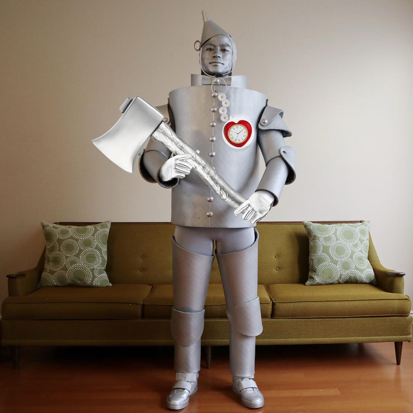 NEZLOP 5Pcs Tin costume Accessories Set Adjustable Silver Funnel Hat Halloween Party Dress up