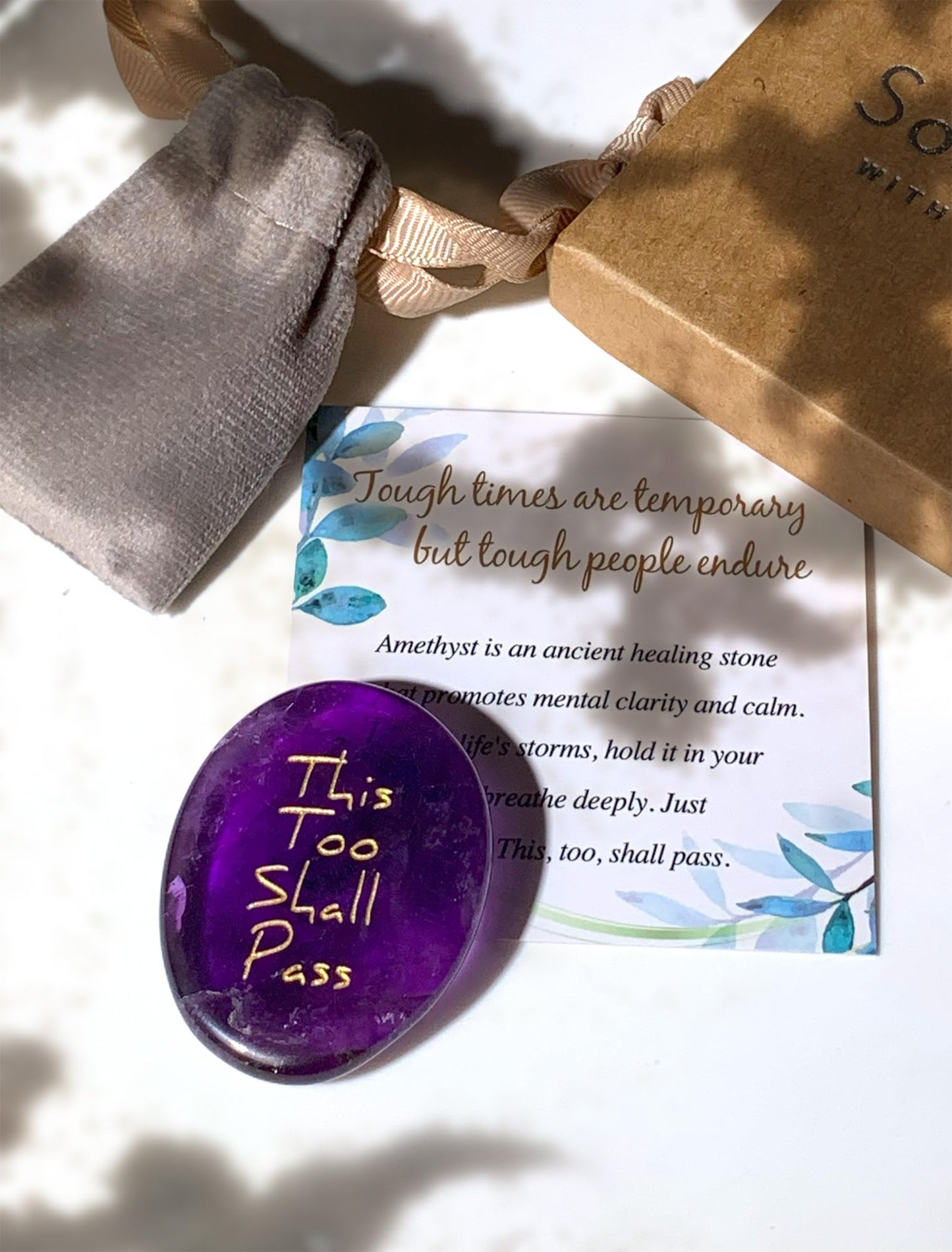 SOLICIEL This Too Shall Pass Amethyst Healing Crystal, You Got This Inspirational Gifts Speical Thinking of You Keepsake Gifts for Women Men