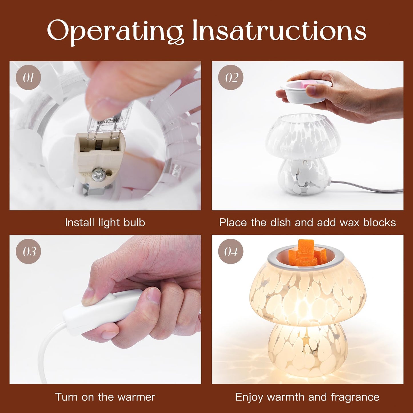 Candeldo Mushroom Wax Melt Warmer: Scentsy Wax Melter Warmer Cute Melter Fragrance Candle Lamp Home Decor Mothers Day Birthday Gift for Women