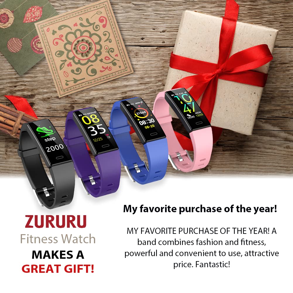 ZURURU Fitness Tracker with Blood Pressure Heart Rate Sleep Health Monitor for Men and Women, Upgraded Waterproof Activity Tracker Watch, Step Calorie Counter Pedometer Purple