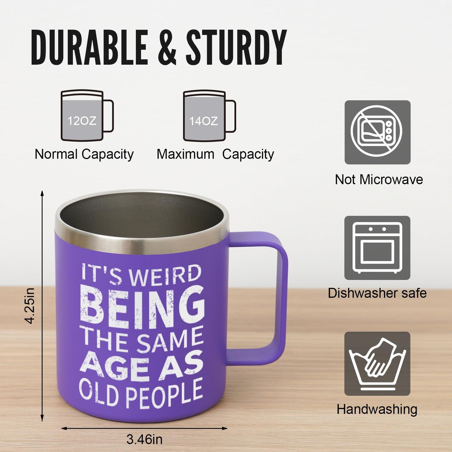NOWWISH Birthday Gifts for Women, It's Weird Being The Same Age As Old People Mug, Funny Gifts for Women, Mom, Wife, Grandma, Best Friend (14oz, Purple)