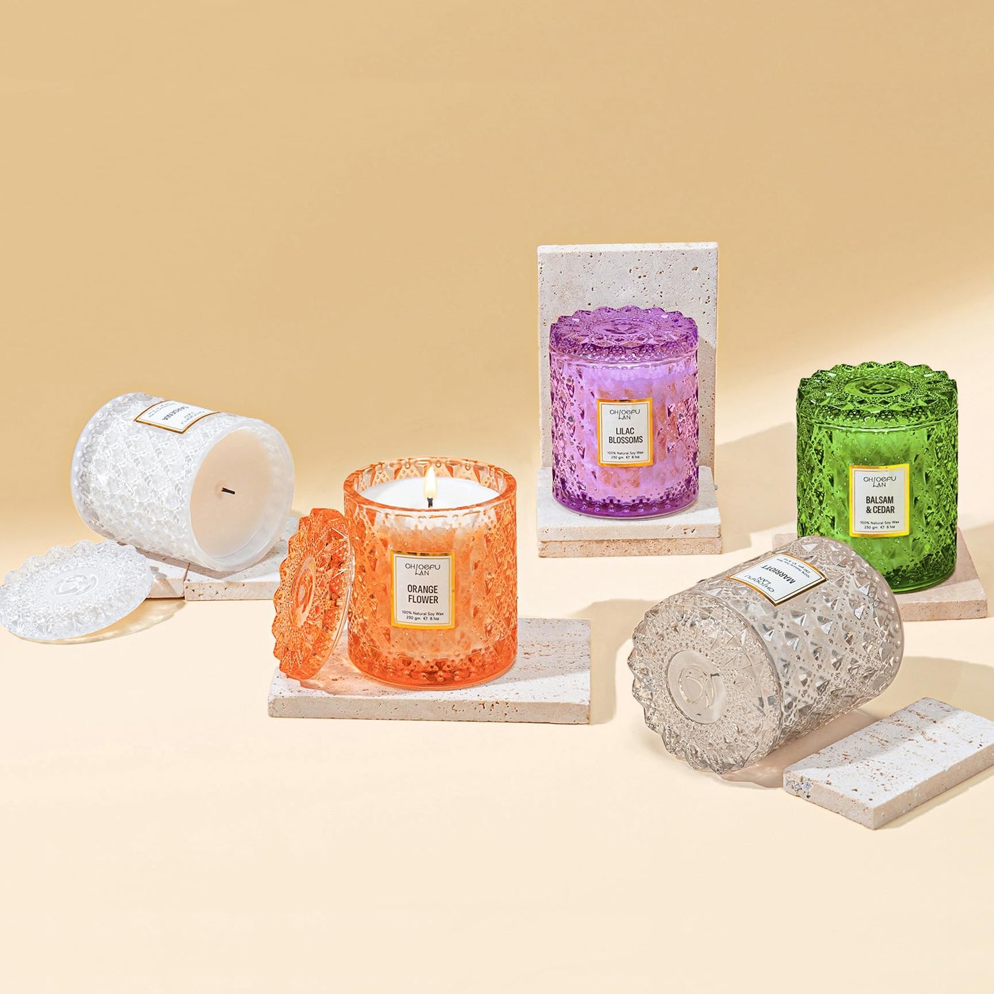 Chloefu LAN Balsam & Cedar Scented Candle Christmas Candles Gift, Christmas Festival Gifts, Large Luxury Scented Soy Jar Candles with up to 55 Hour Long Lasting, Highly Scented, 8.1oz