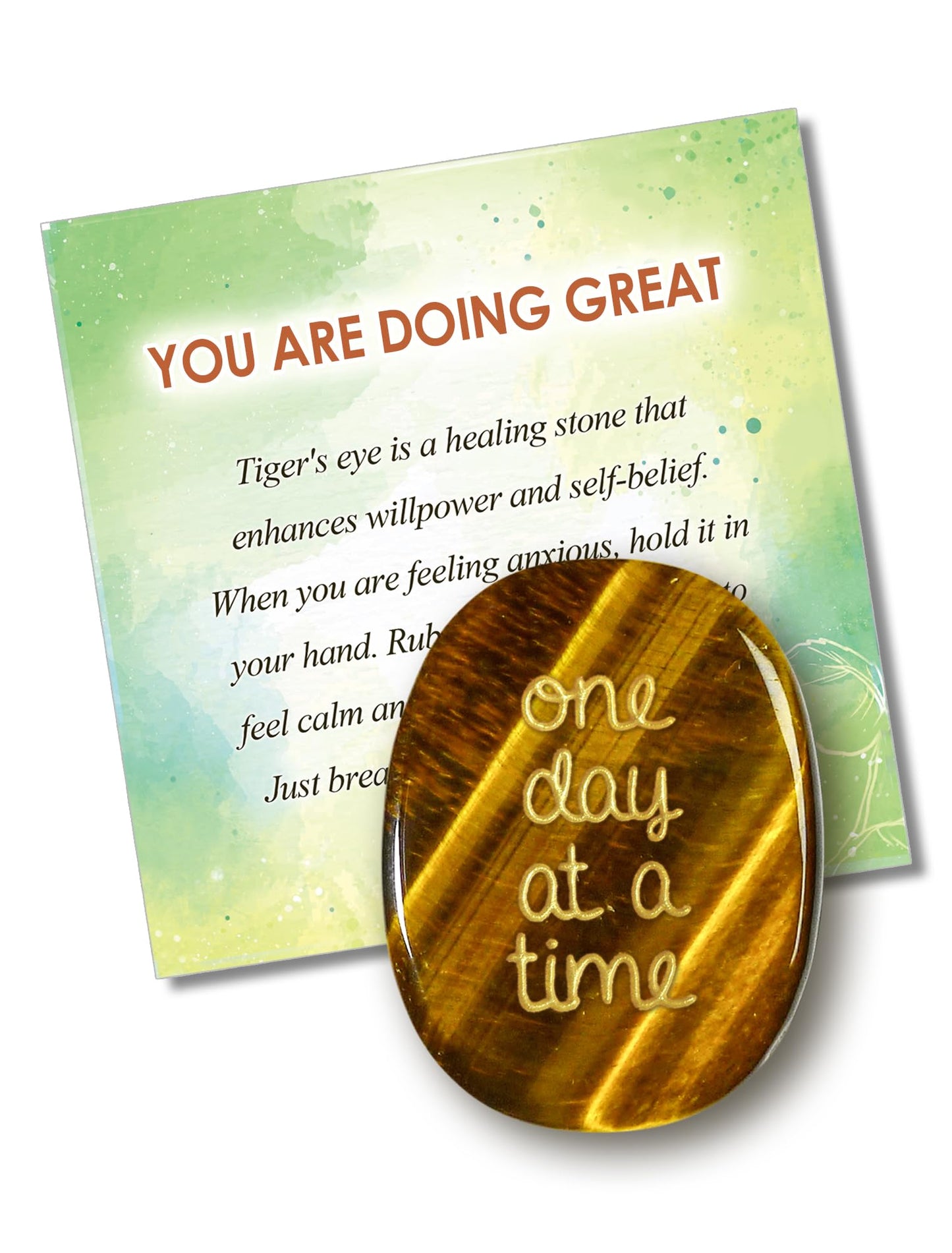 SOLICIEL Tiger Eye Affirmation Crystal, Sobriety AA Gifts Emotional Support Gifts Encouragement Anxiety Stress Relief Item for Men