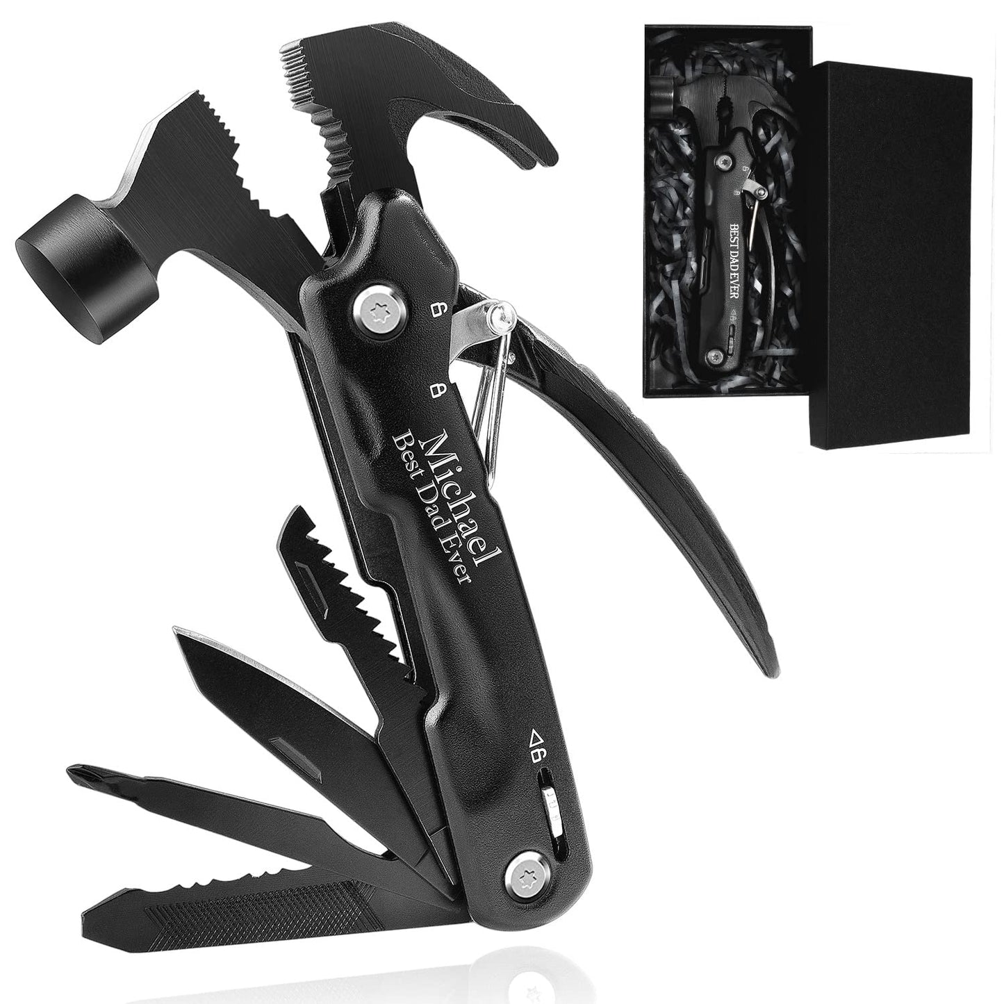 Custom Gifts For Men, Hammer Multi Tool 12 In 1, Camping Gear Survival Gadgets, Dad, Husband, Boyfriend, Grandpa, Grandson, Uncle, Brother, Groomsman, Anniversary Father's Day Birthday Valentines Gift
