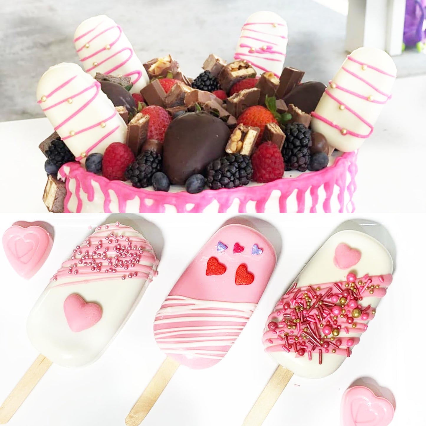 Popsicle Molds Set of 3, 12 Cavities Silicone Popsicle Molds & Ice Cake Pop Mold Maker Oval with 50 Wooden Sticks & 50 Self-adhesive Bags for DIY Cake and Ice Cream