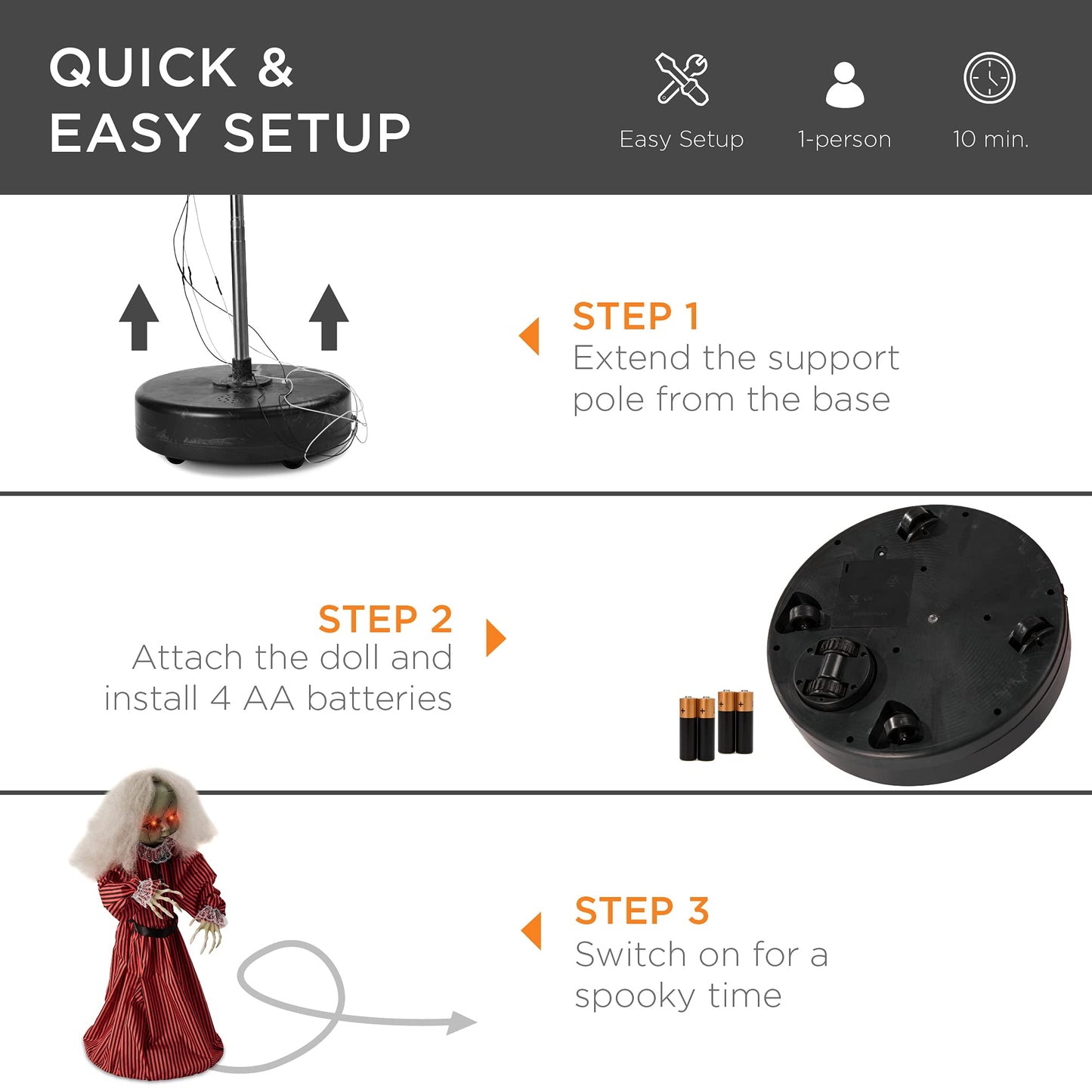 Best Choice Products Animatronic Roaming Creepy Doll Halloween Decoration, Haunted Holly Sound Activated Holiday Prop w/Light-Up LED Eyes, Pre-Recorded Phrases