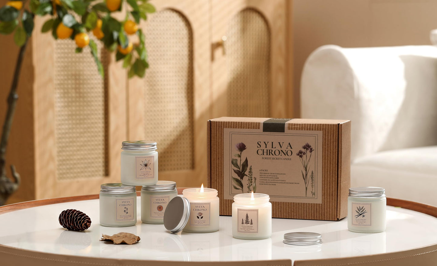 Scented Candle Gift Set for Women, Pet-Friendly 6-Pack Soy Wax Candles, 10% Essential Oils, Quick Diffusion, Long-Lasting Fragrance, 20-24H Burn, Ideal for Yoga, Relaxation, Stress Relief & Home Décor