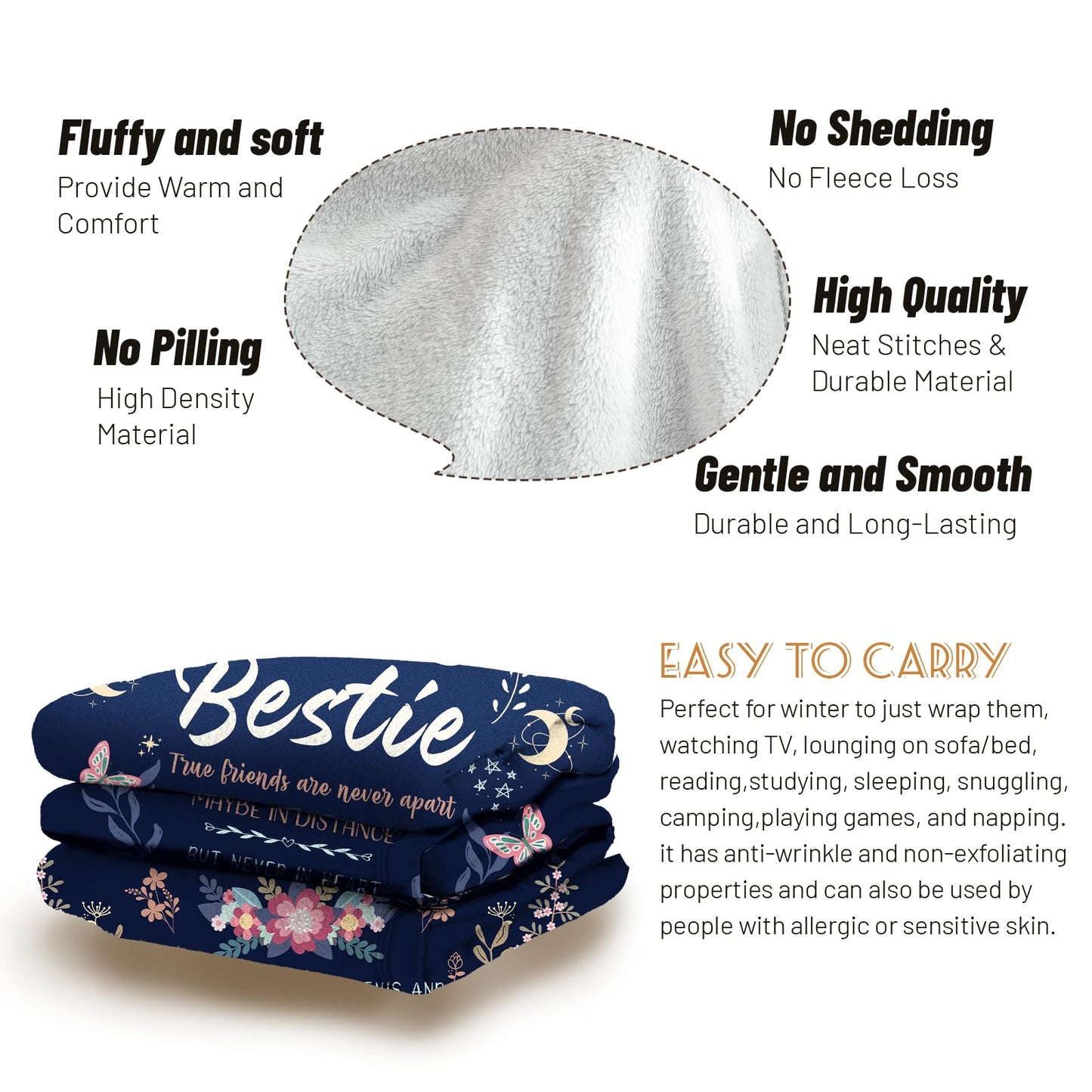 Bestie Gifts for Women on Christmas - Best Friend Blanket Gift 60 x 50 Inch - Bestie Gift, Best Friend Happy Birthday Gifts - Friendship Flannel Throw Blanket Thinking of You Far Away Gifts