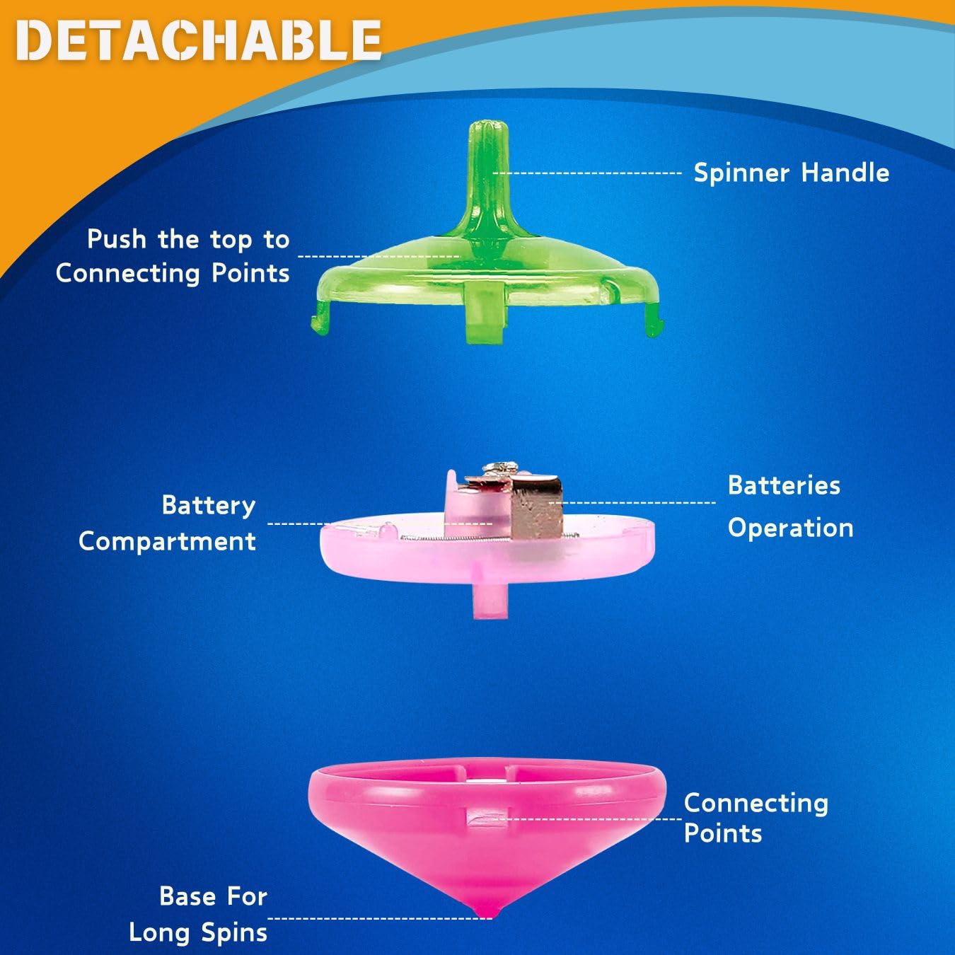 100 Pieces LED Light Up Flashing Mini Spinning Tops with Gyroscope - Kids Novelty Bulk Spin Toys Party Favors Bundle Pack Multicolored