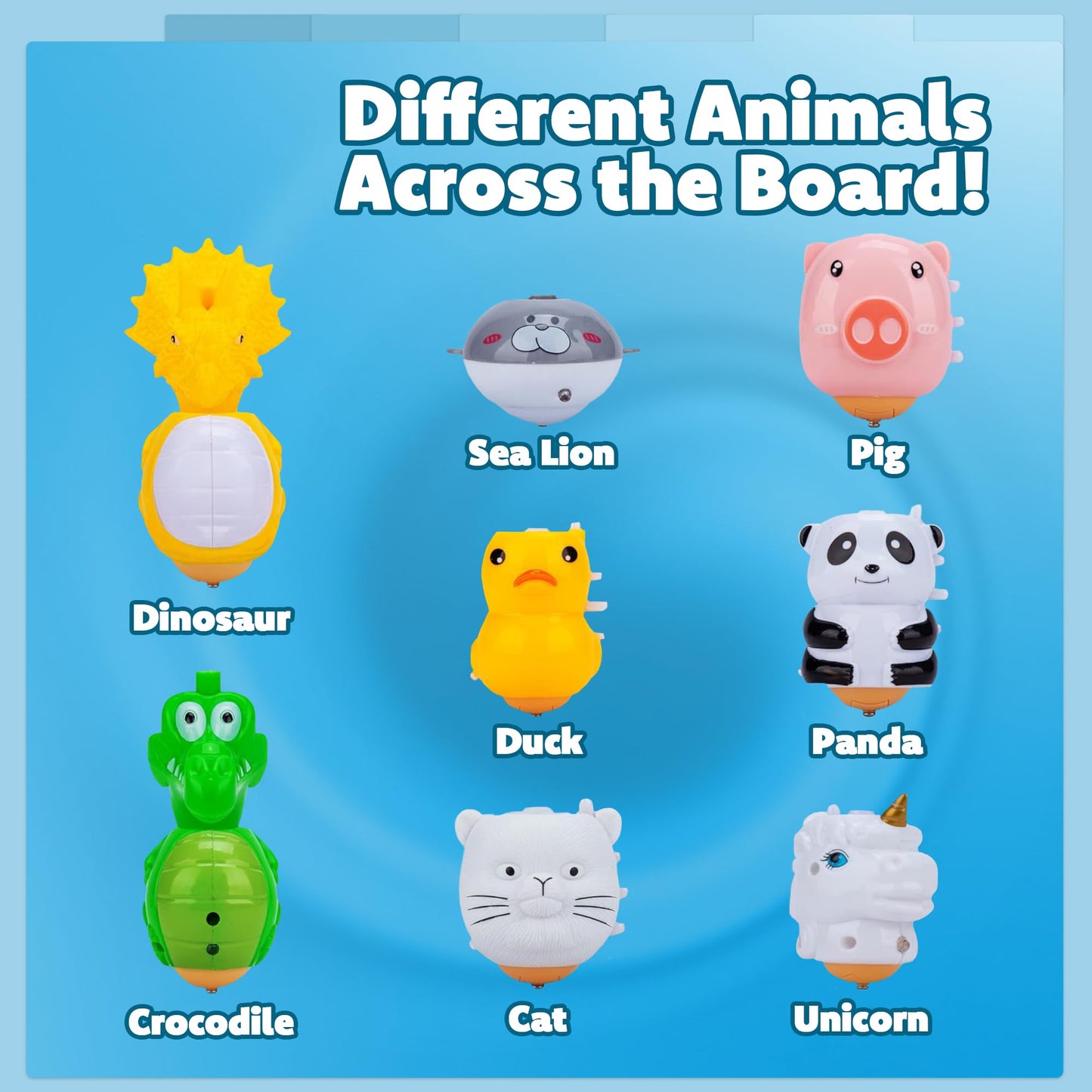 IPIDIPI TOYS Spineez Animal Light Up Spinning Tops – 8 Cute LED Spinners for Kids – Ideal Birthday Party Favors, Goodie Bag Stuffers, School Prizes, Classroom Rewards for Boys & Girls