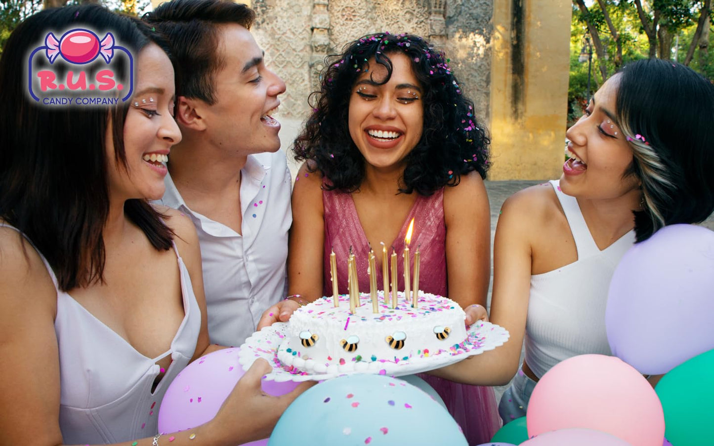 Bees Cakes Decorations- Bumble Bee Shaped Edible Hard Sugar Decorations, 48 pcs by R.U.S. Candy Company