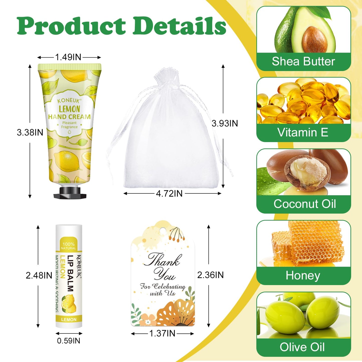 36 Pack Hand Cream Bulk and Lip Balm Bulk Sets, Bridesmaid Gifts, Thank You Gifts and Bridal Shower Gifts for Guests with Thank You Card Organza Bags, Birthday Gifts, Bulk Gifts, Small Gifts for Women