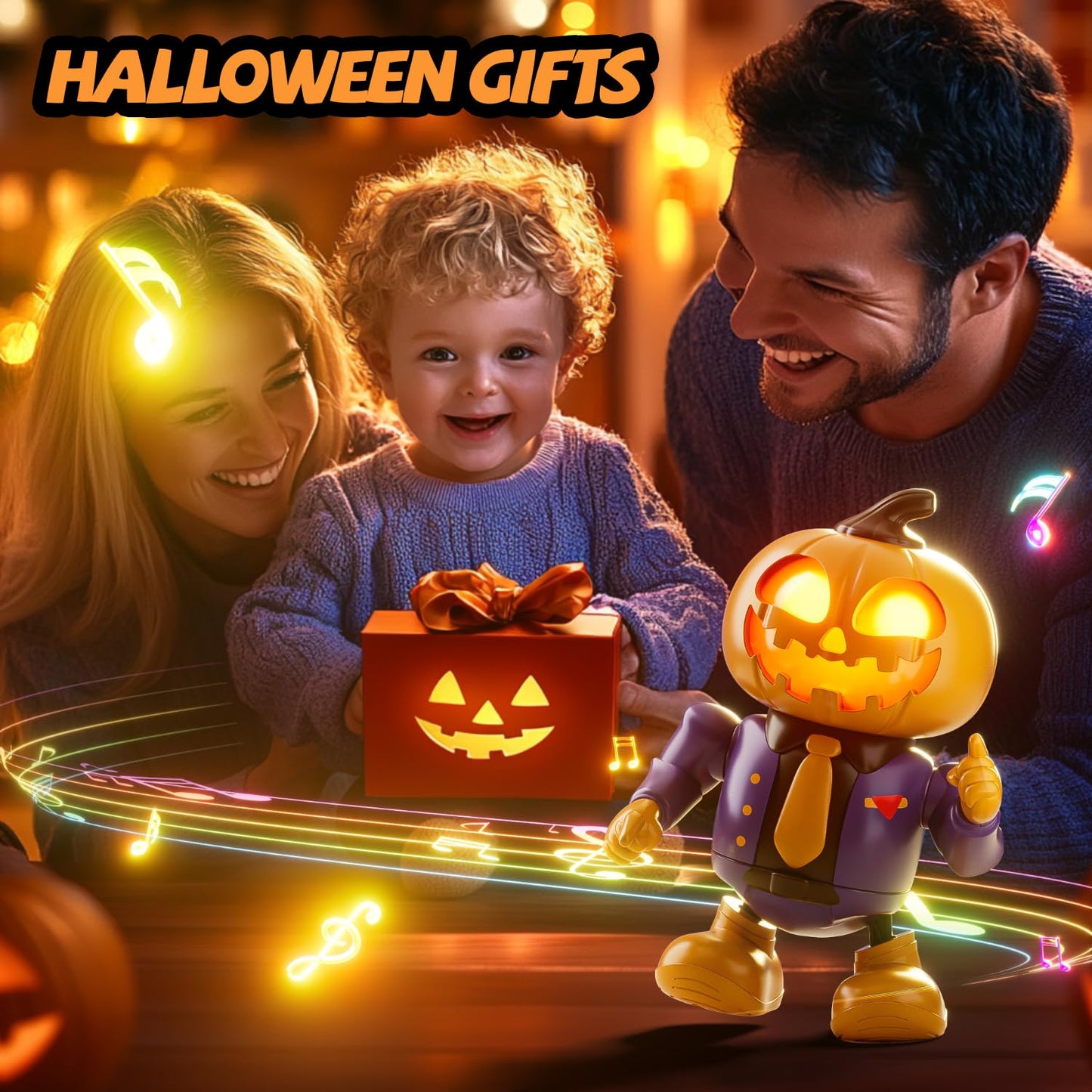 MOBI ONE Kids Toys Halloween Robot Pumpkin Toy, Prank Toys with Music & Dancing Toy for Boys & Girls Ages 3 to Up (Pumpkin Robot)