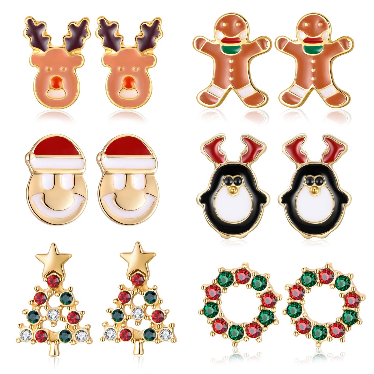 Christmas Drop Dangle Earrings Sets Long Jingle Bell Earrings For Women Xmas Jewelry Christmas Snowman Santa Claus Christmas Tree Penguin Earrings