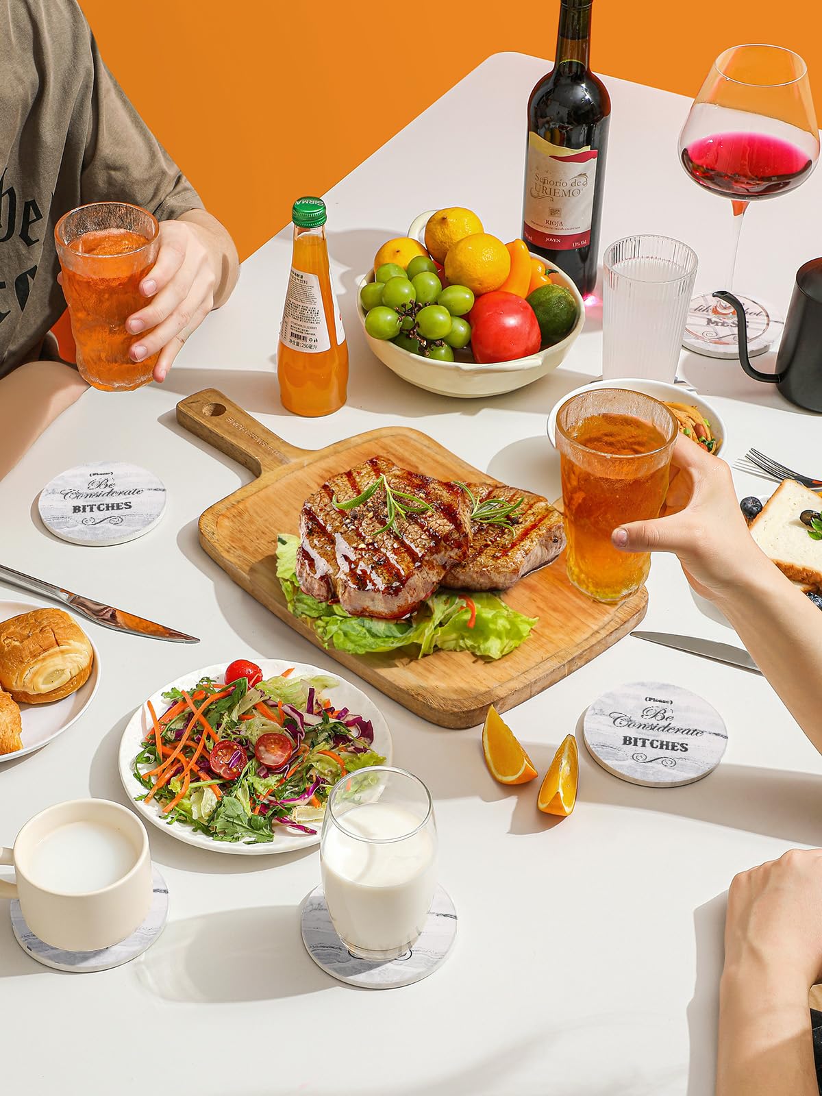 LIFVER Funny Coasters Set - White Elephant & Christmas Coasters - Unique & Funny Gifts for Women, Men, Friends & Adults