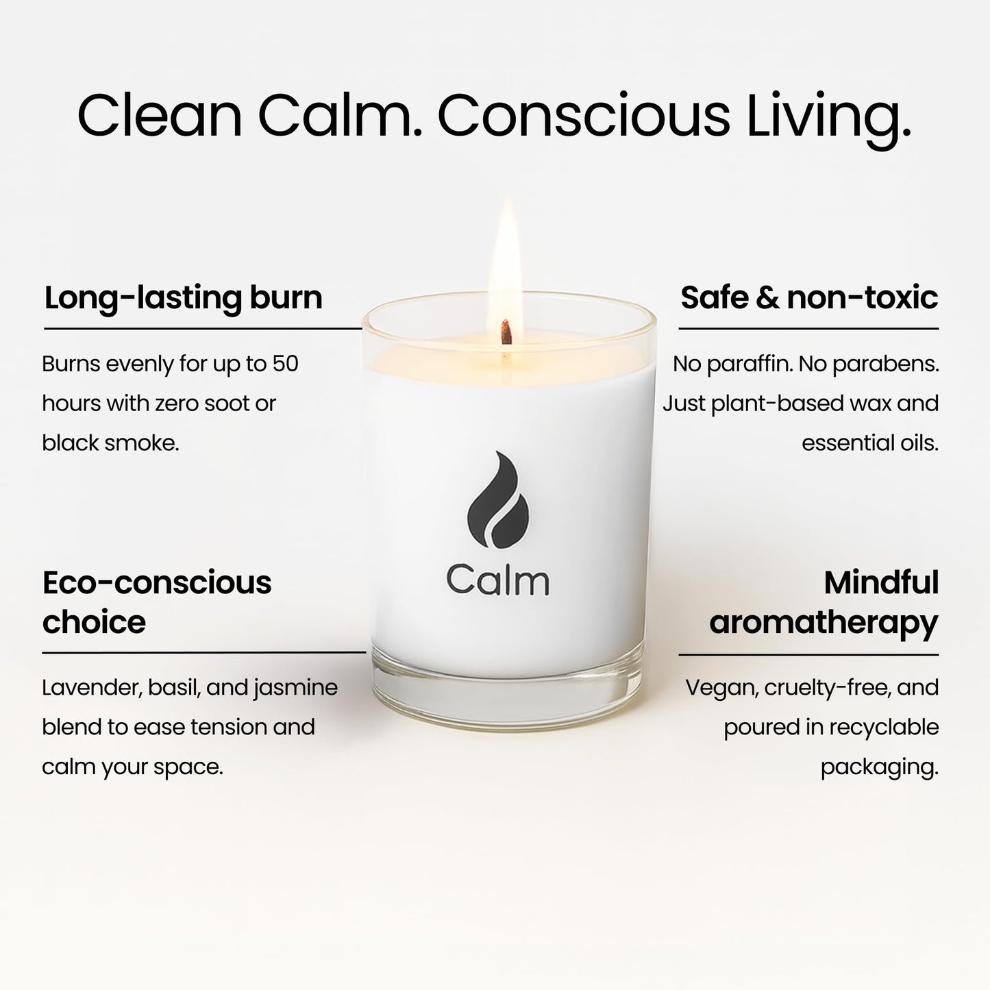 Stress Relief Candles | Lavender, Basil & Jasmine | Calming Candle | Non Toxic Candle | Highly Scented & Long Lasting | Aromatherapy Candle | Scented Candles | Gifts for Women and Men