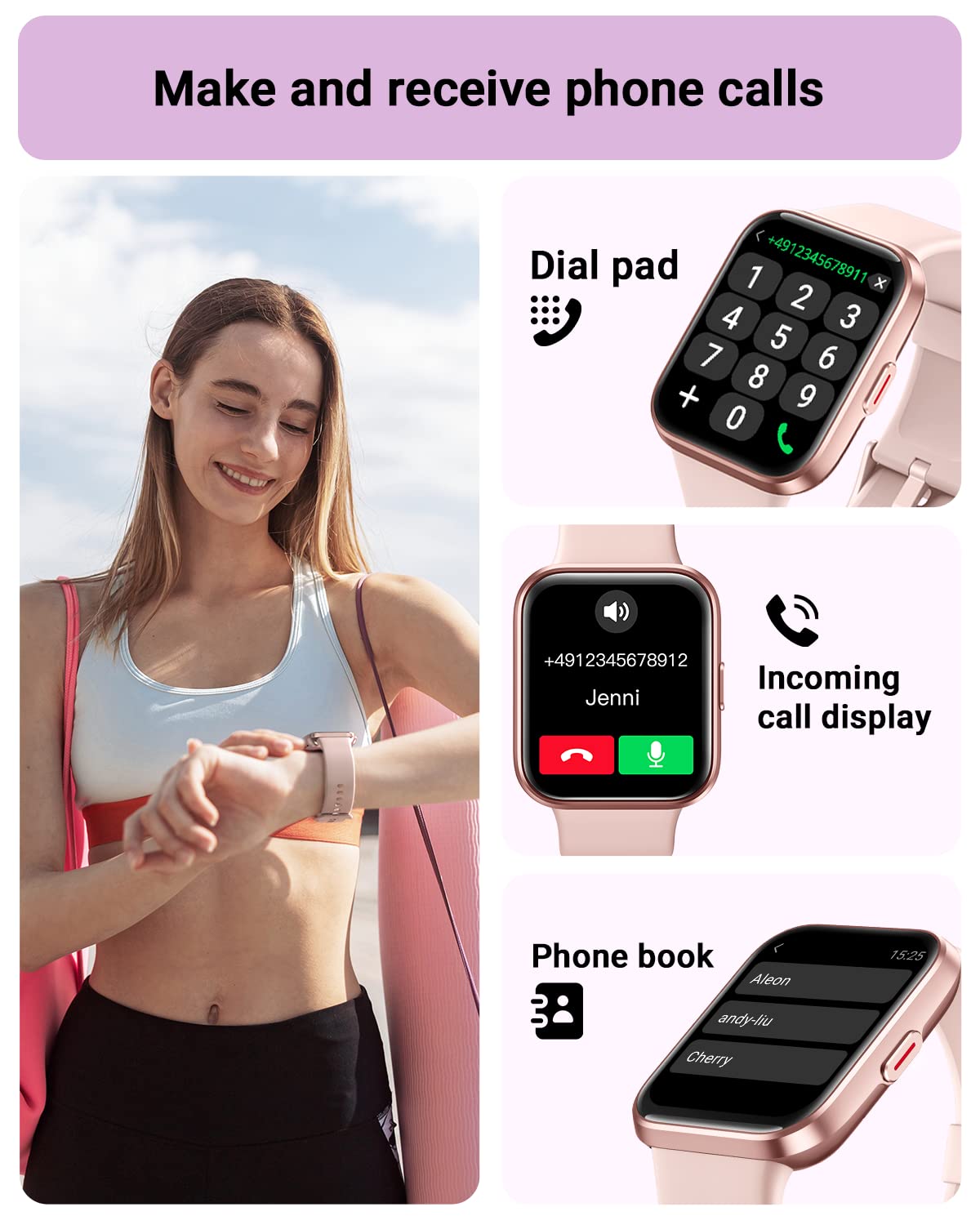 Smart Watch for Women Android & iPhone, Alexa Built-in, 1.8" Touch Screen Fitness Tracker with Answer/Make Calls, IP68 Waterproof Heart Rate/Sleep/SpO2 Monitor, Pedometer, 100+ Sport Modes