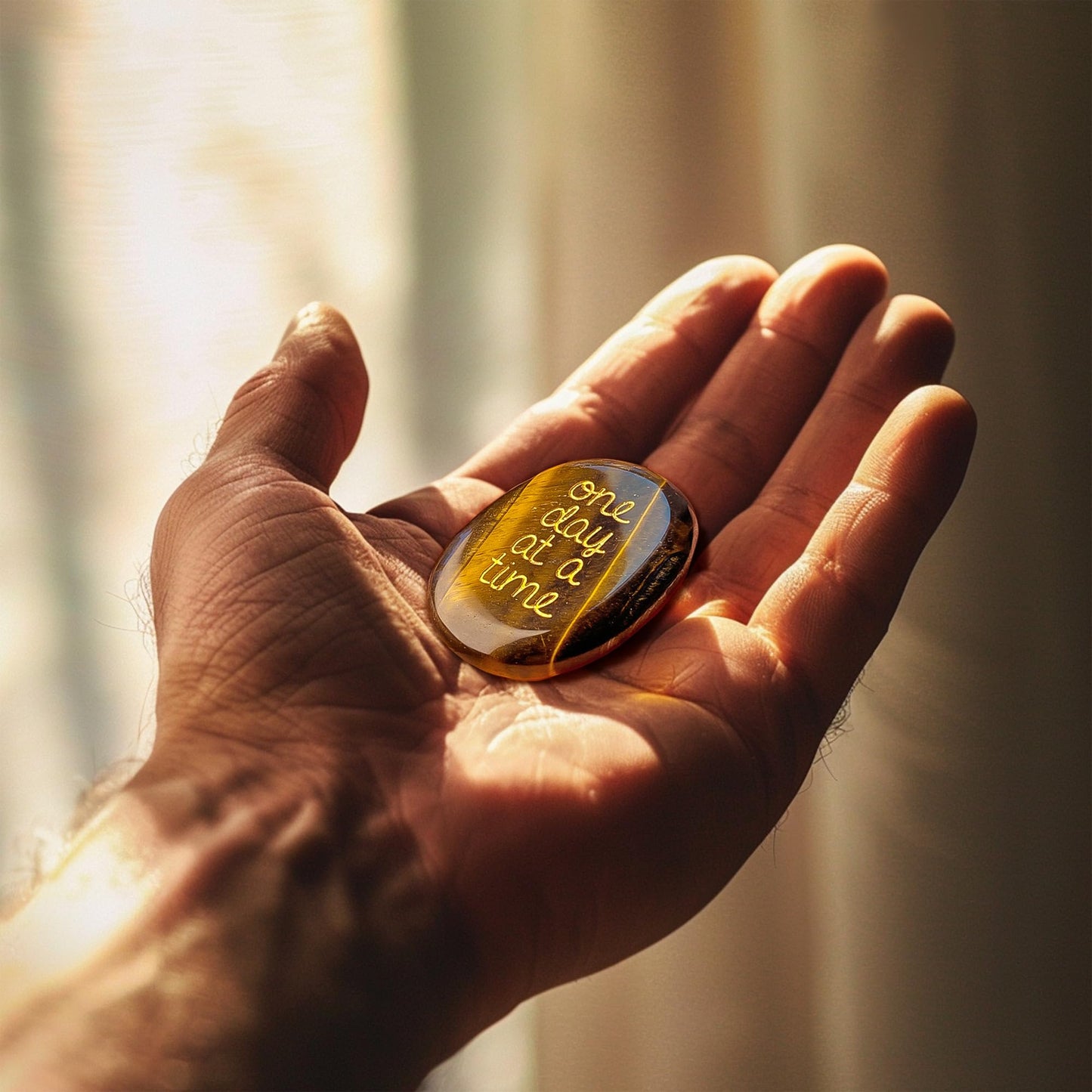 SOLICIEL Tiger Eye Affirmation Crystal, Sobriety AA Gifts Emotional Support Gifts Encouragement Anxiety Stress Relief Item for Men