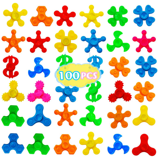 100 Pack Mini Fidget Spinner Toys,Stress Relief Sensory Toys,Birthday Party Favors Gifts for Kids Teens Adults,Christmas Stocking Goodie Bag Stuffers,Treasure Box Toys for Classroom Prizes Supplies
