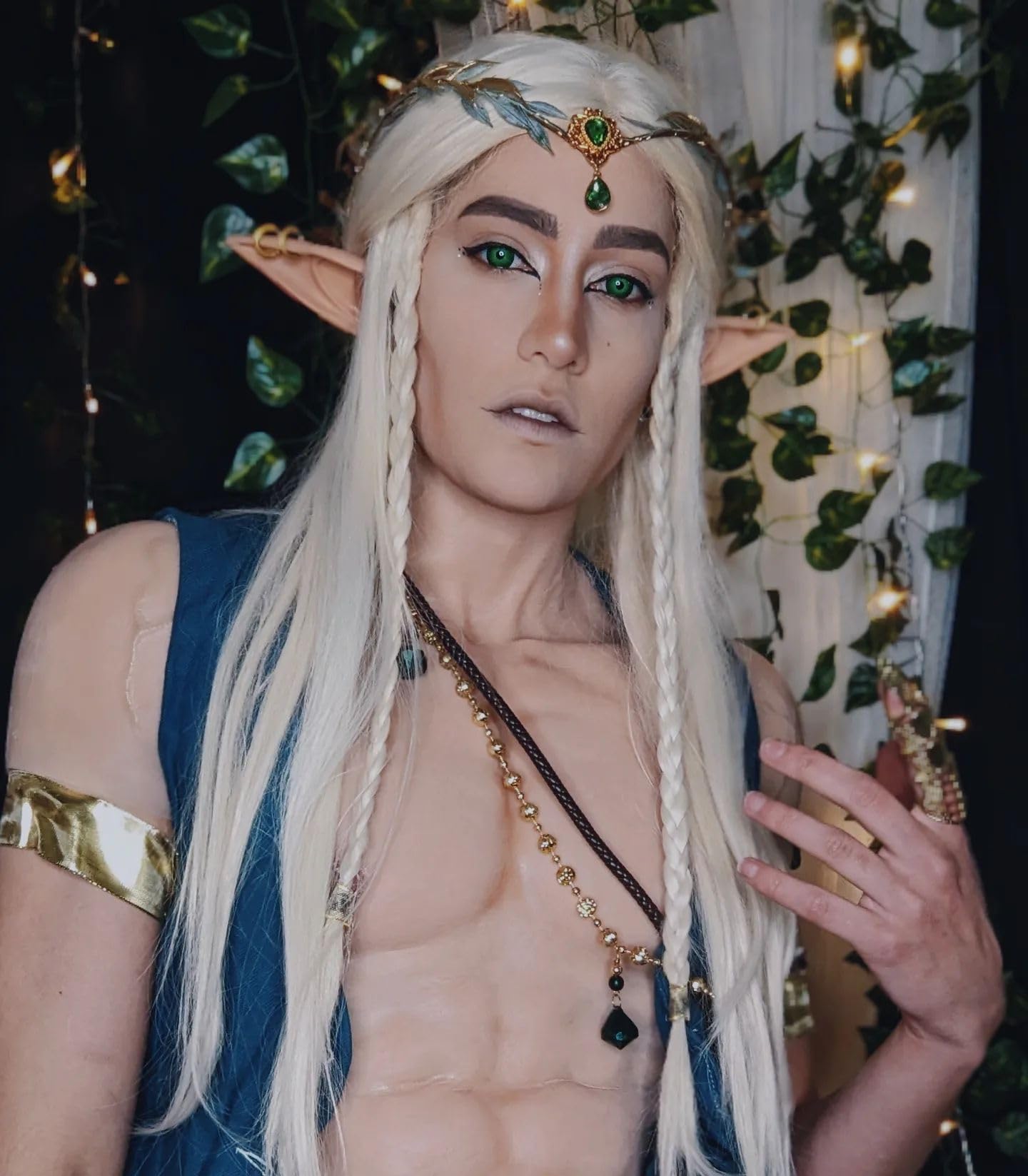 MOSTORY Renaissance Fairy Flower Crown - Elf Crown Woodland Headpiece Handmade Forest Leaf Circlet for Ren Faire Costume Women Halloween Cosplay Photo Shoot