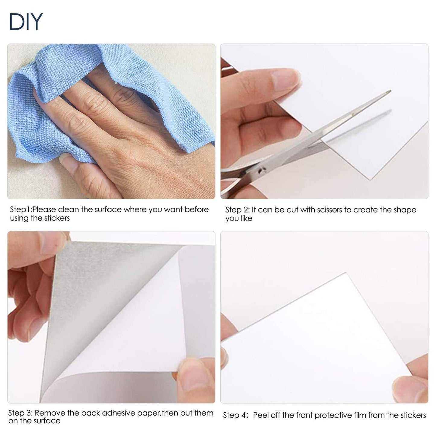 BBTO 10 Pieces Self Adhesive Mirror Stickers 12 x 12 Inch Flexible Cut to Size Mirror Sheets Wall Frameless Small Sheets for Home Living Room Wall Decor