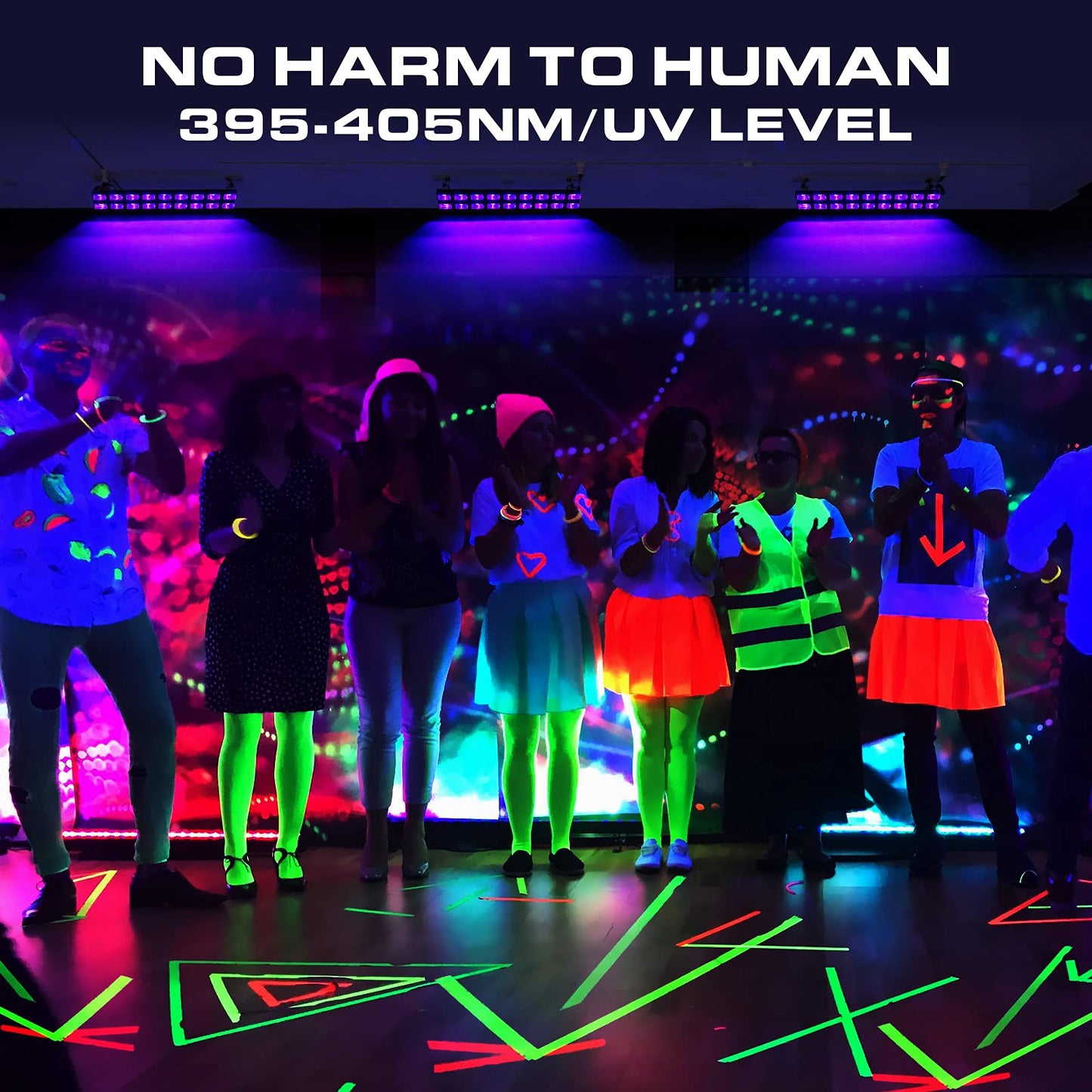 Black Light Bar Glow Party - 54W 18LEDs Powerful UV Black Light Glow in The Dark Party Supplies for Blacklights Party Body Paint Birthday Music Dance Nightclub Halloween Christmas Stage Lighting