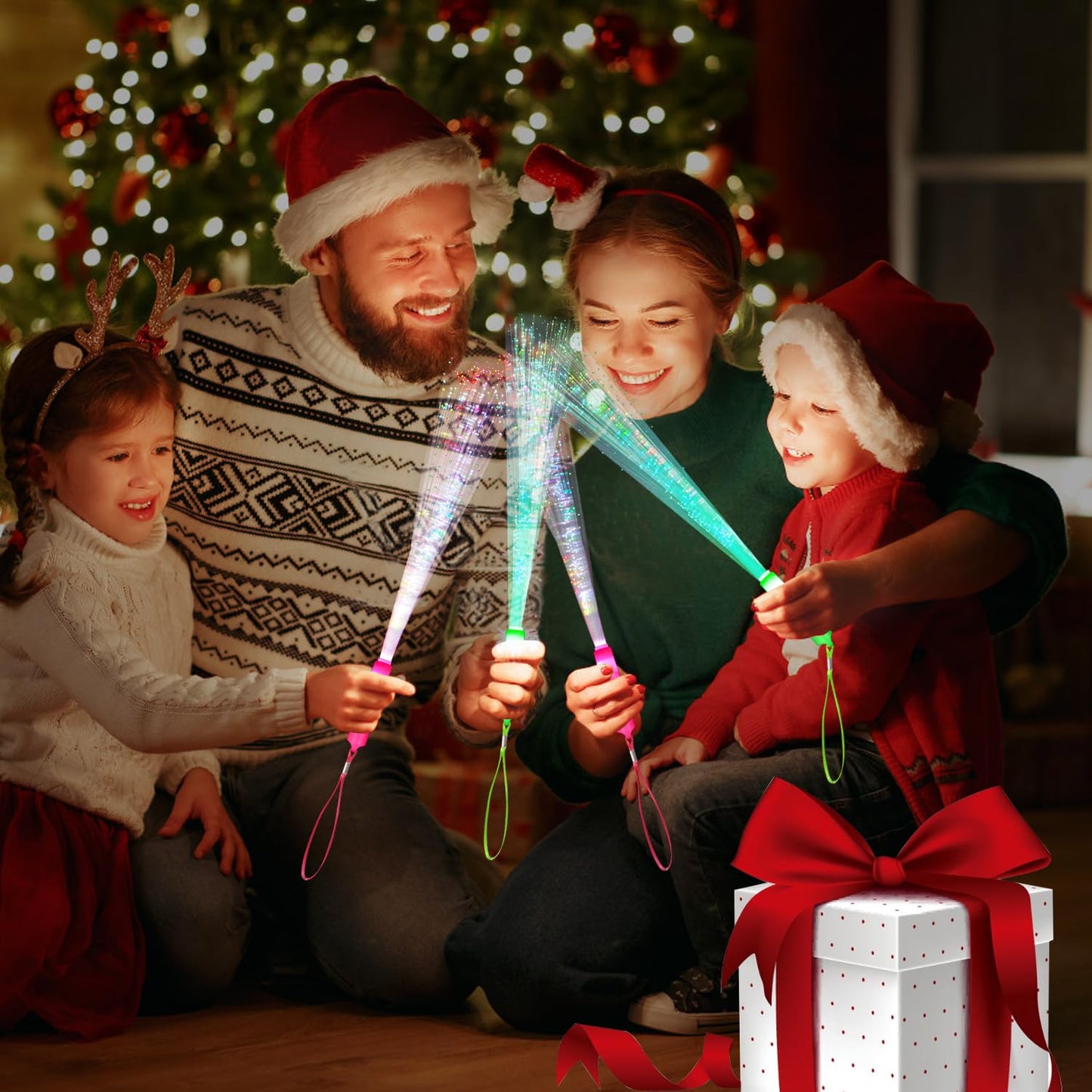 30 Pack LED Fiber Optic Wands - Light Up Glow Sticks Bulk with 3 Flashing Models for Christmas, Valentine's Day, Concerts & Wedding Party