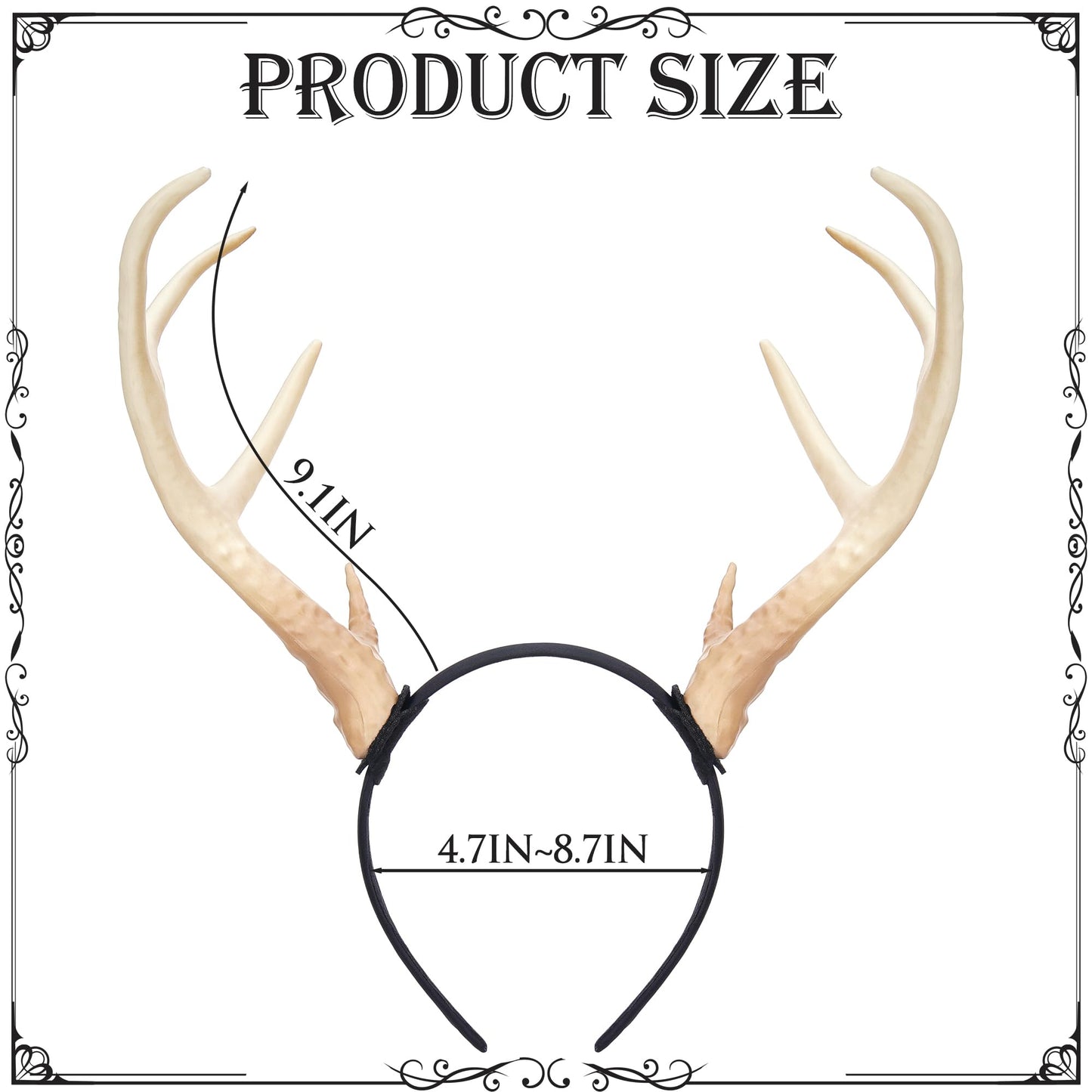 MOSTORY Antler Headband for Adult - White Reindeer Antlers Headband for Cosplay Photo Shoot, Deer Horns Hairband for Holiday Party Reindeer Costume Renaissance Renfaire (Detachable)