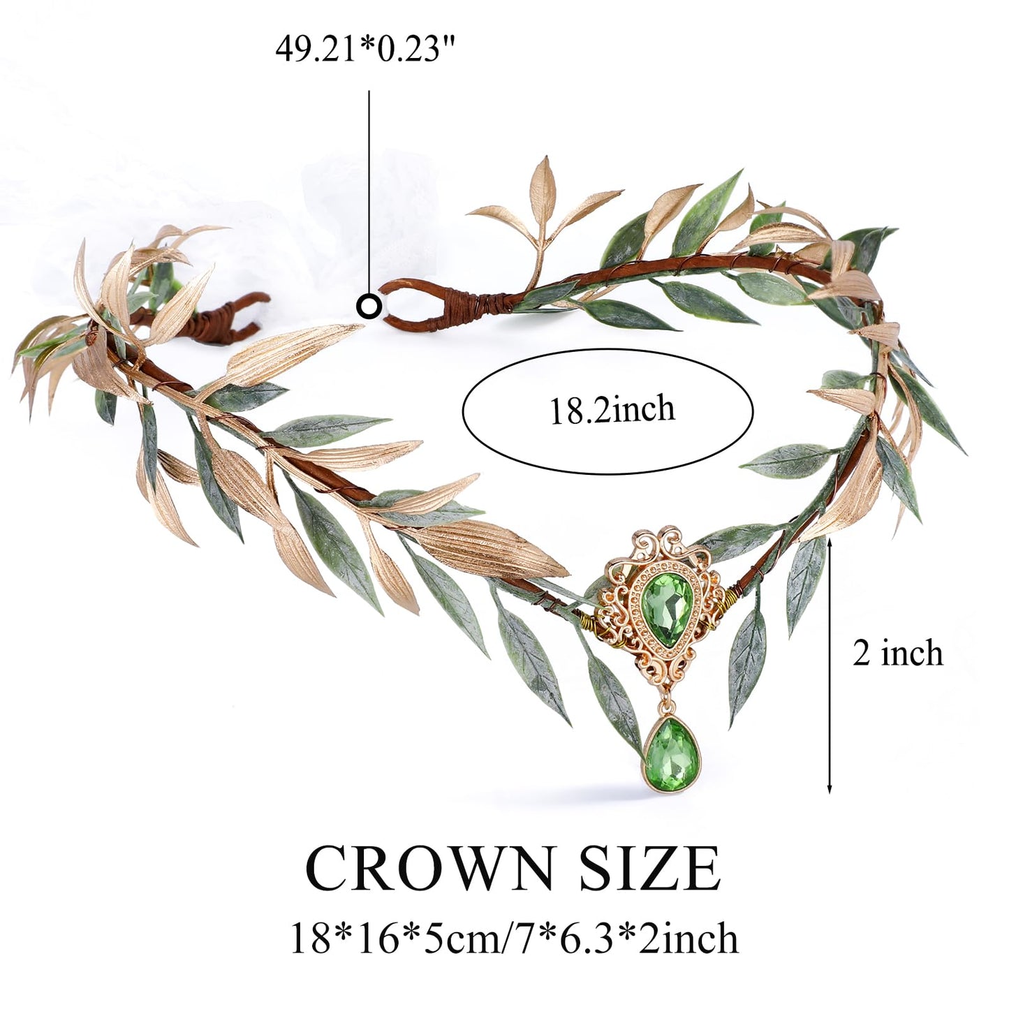 MOSTORY Renaissance Fairy Flower Crown - Elf Crown Woodland Headpiece Handmade Forest Leaf Circlet for Ren Faire Costume Women Halloween Cosplay Photo Shoot