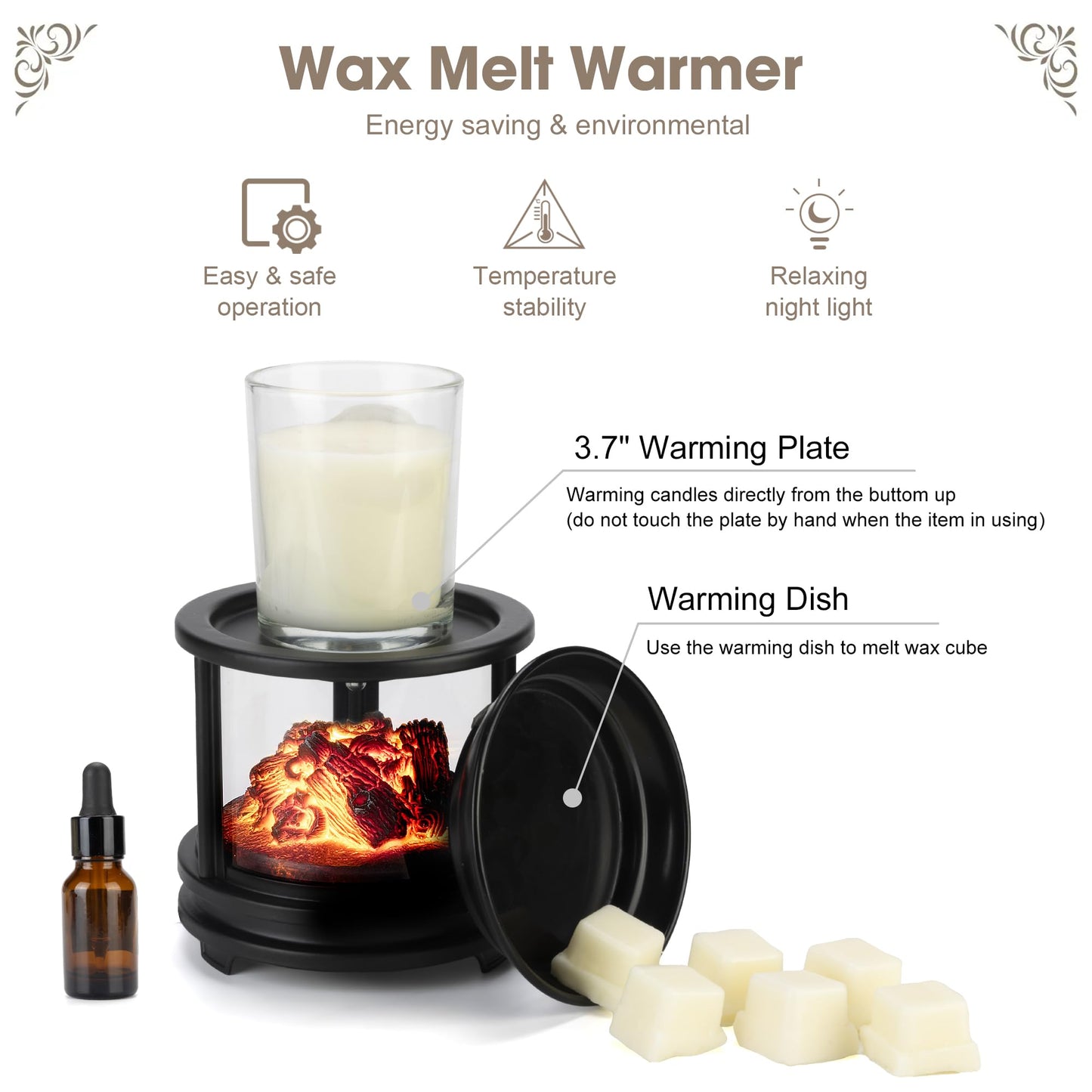 MOAFINA Wax Melt Warmer with Timer,Campfire Wax Warmer,3-in-1 Oil Burner Electric Candle Wax Warmer,Wax Warmer for Scented Wax Melts,Wax Melter Fragrance Warmer for Home Office Bedroom Gifts & Decor