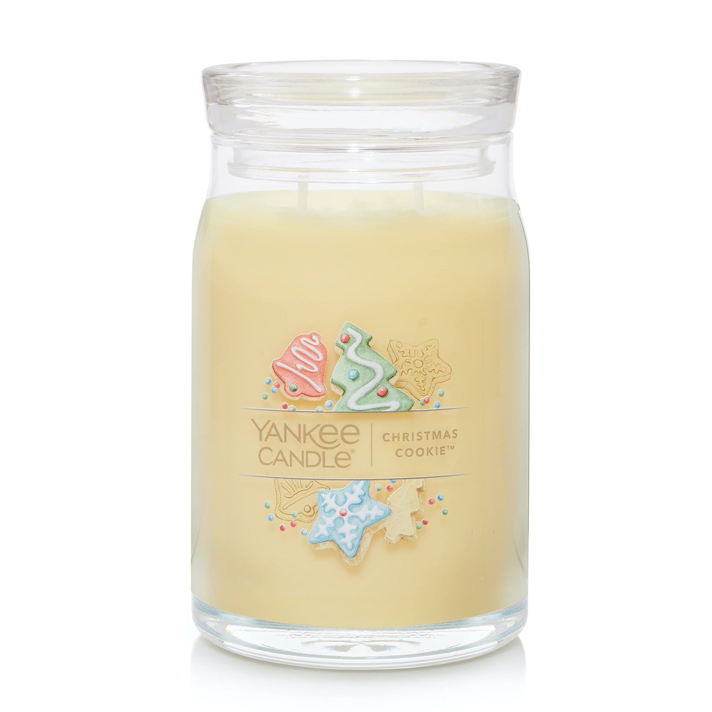 Yankee Candle Christmas Cookie Scented Signature 20oz Large Jar 2-Wick Candle Over 60 Hours of Burn Time Holiday Festive Ideal for Holiday Gifting Home Decor Vanilla Butter Scent