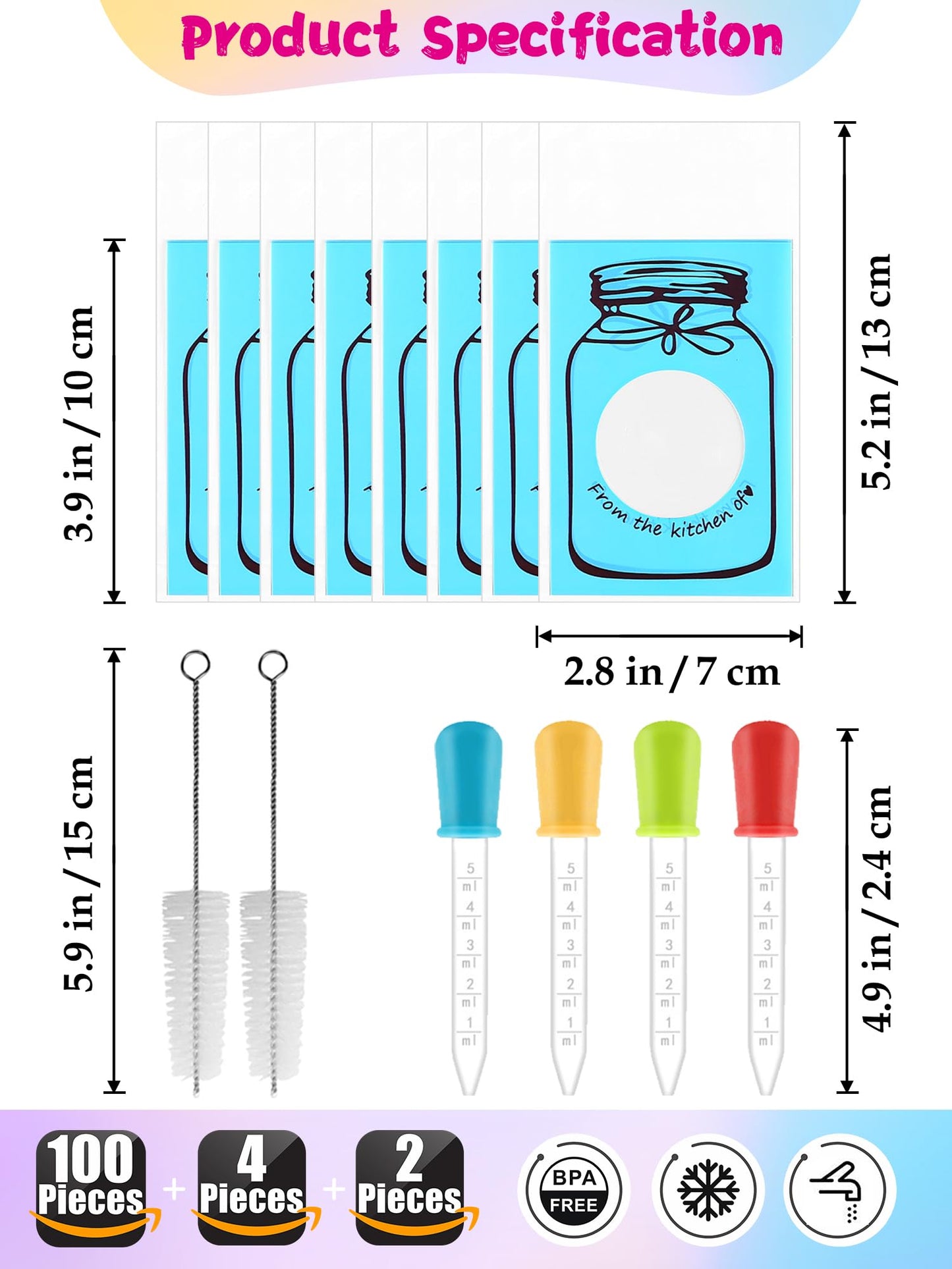 117Pcs Silicone Gummy Bear Molds Kit with 100 Wrappers, 5 Recipe Cards, 4 Droppers & 2 Brushes,Non-Stick Candy Mold for DIY Chocolate, Gummy Bears, Party Favors (Dinosaur, Bear, Fruits, Donut Shapes)