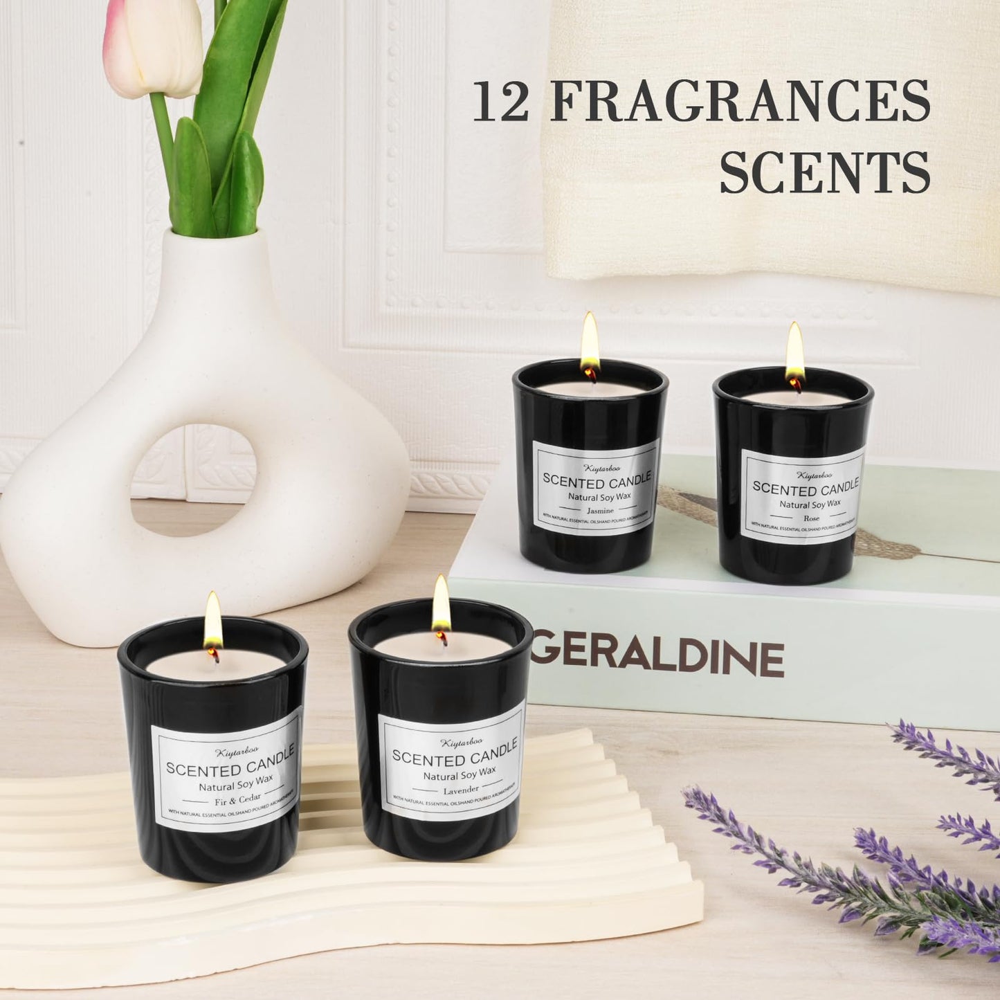 12 Pack Scented Candles Gifts Set for Women and Men, Candles for Home Scented, Natural Soy Wax 180H Long Burning, Aromatherapy Candle Bulk Gift Set for Women Christmas Birthday Thanksgiving Mother