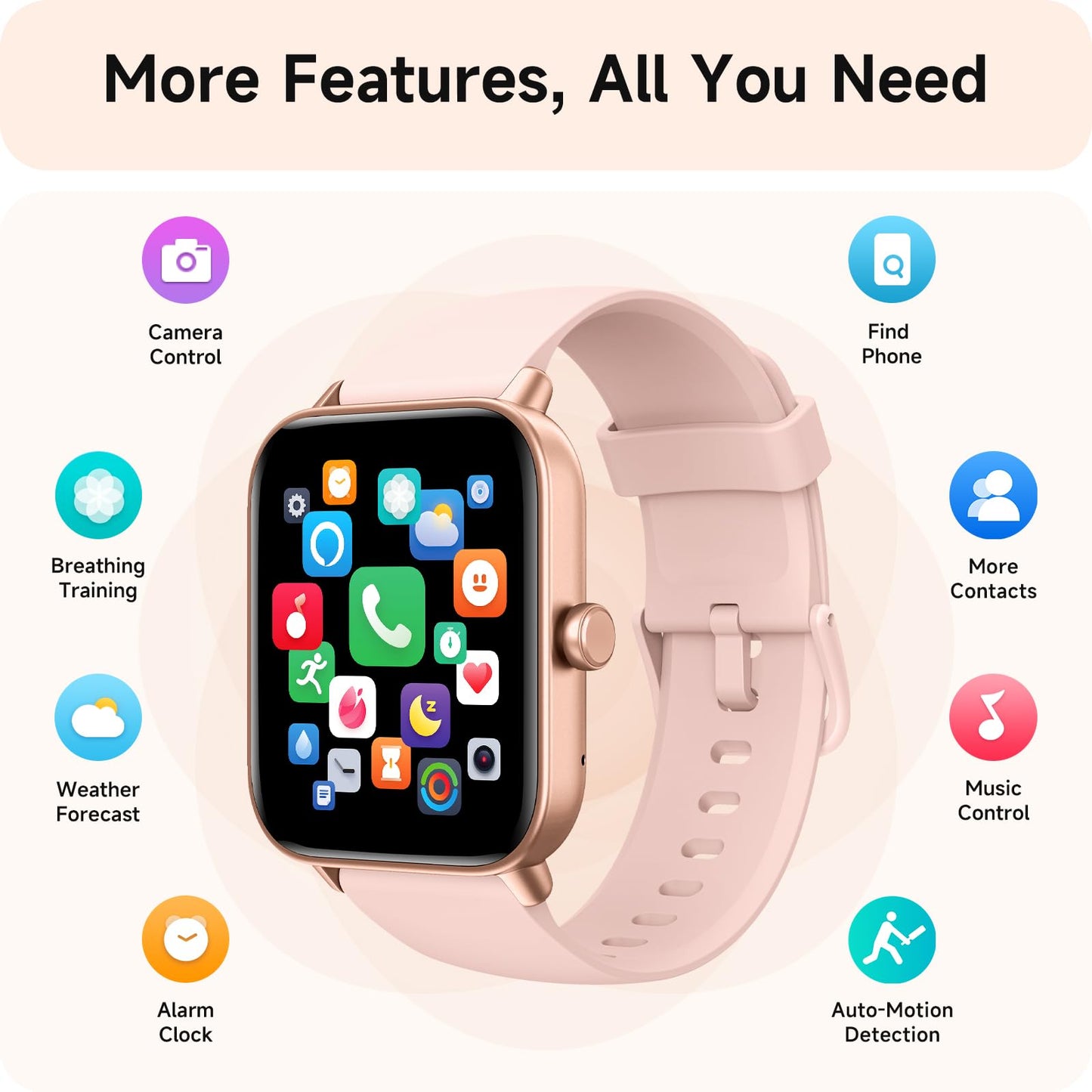 Smart Watches for Women, 1.8" HD Smart Watch (Answer/Make Call) for iPhone/Android, Alexa Bulit-in, Fitness Watch with Sleep/Health Monitor, Watches for Women with 110 Sport Mode, IP68 Waterproof ﻿