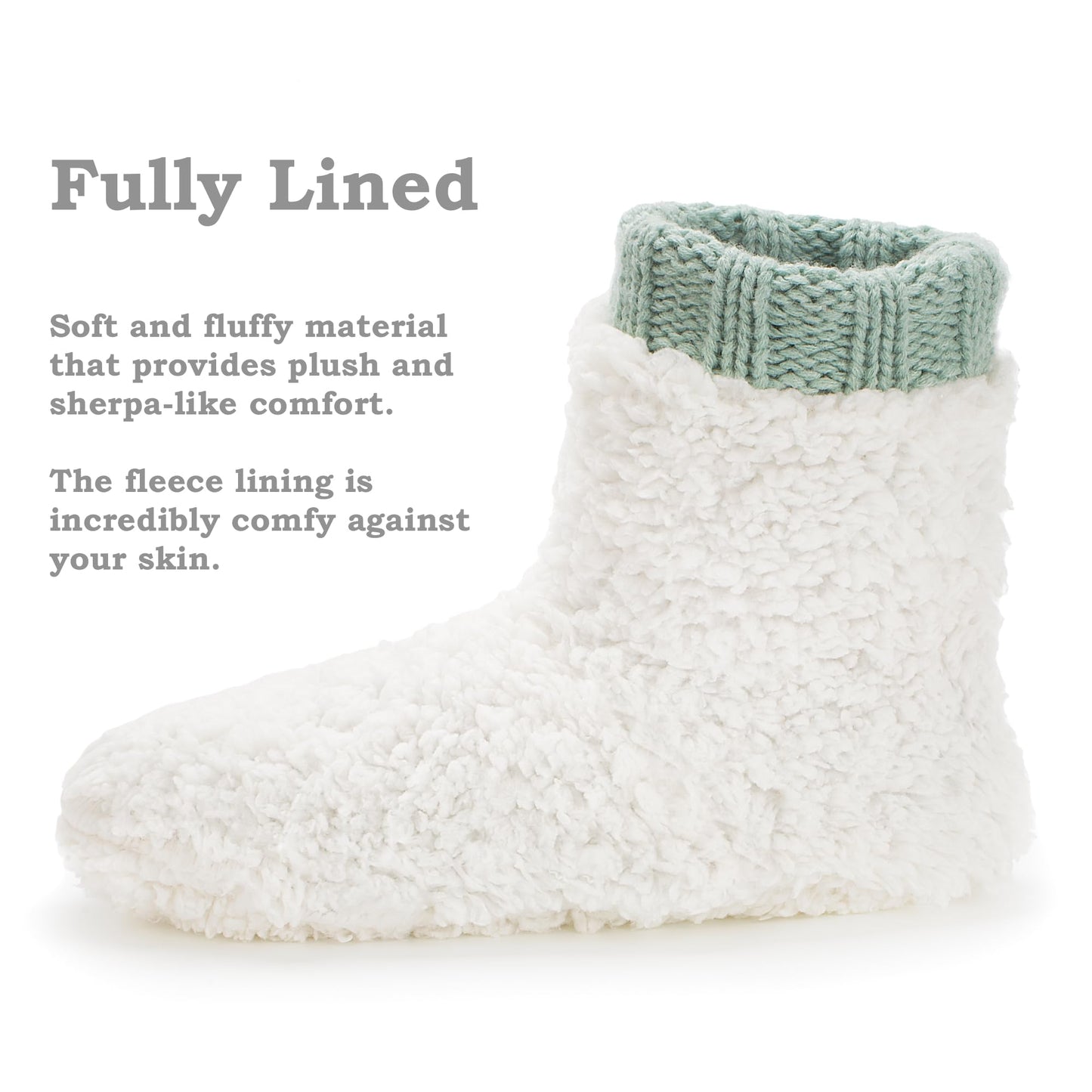 The Metluks Warm Slipper Socks for Women, Winter Fuzzy House Shoes Indoor, Cozy Christmas Gifts for Mom Grandma Unique Adult Size 9-11 Teal