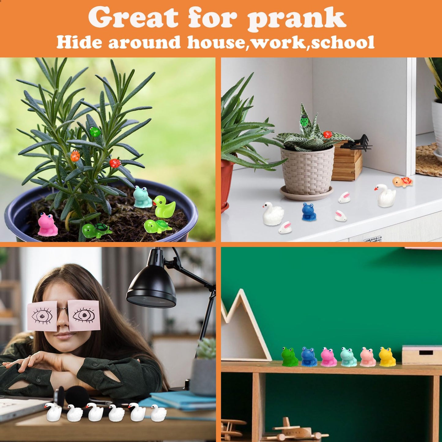 Barydat 400 Pcs Mini Resin Animals Figures Bulk for Pranks Hide Crafts Resin Miniature Toys Garden Accessories Mini Stuff for Party Favors Garden Decoration