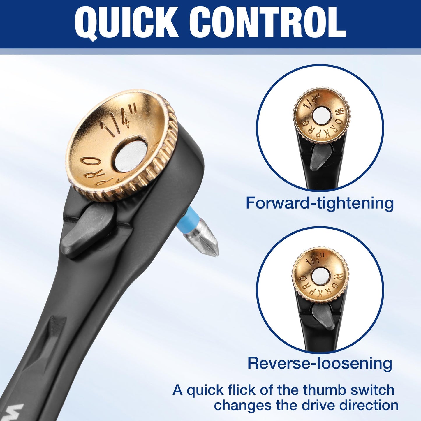 WORKPRO 34-Piece 1/4" Mini Ratchet Wrench, 72-Tooth, Right Angle Screwdriver Mens Gifts, 90 Degree Offset Ratcheting Screwdriver Pocket Mini Low Profile Ratchet Wrench Bit Socket Set for Tight Space