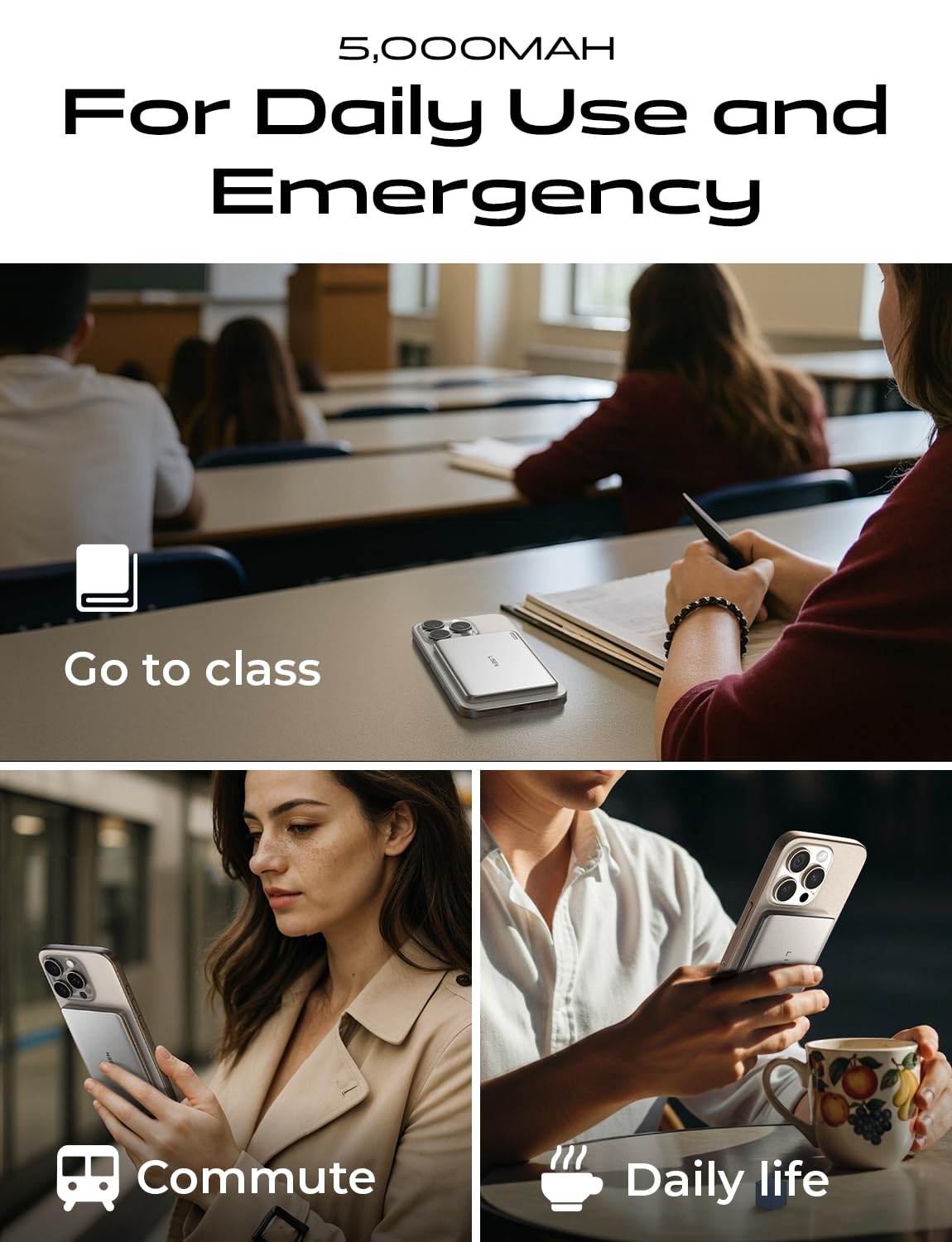 LISEN 0.3‘’ Ultra Slim MagSafe Portable Charger,5000mAh Wireless Card Slim MagSafe Battery Pack,iPhone 16 Pro Max Accessories,Magnetic Power Bank for iPhone 16 Pro Max Plus Air/15/14/13/12,Gifts