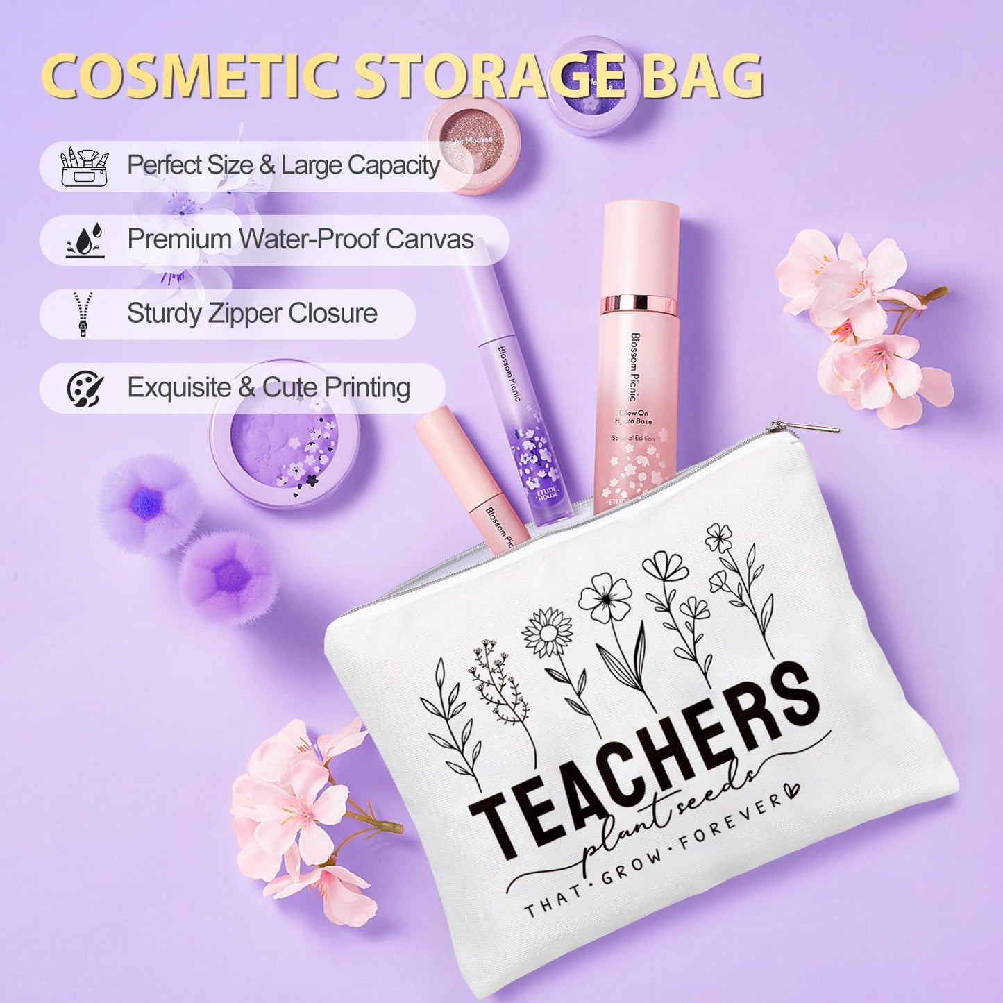 Teacher Appreciation Gifts, Best Teacher Tote Bags for Women, Unique Gifts Ideas from Students - Funny Thank You Basket Box Back to School Gifts, Teacher Christmas Gifts Birthday Gifts Purple