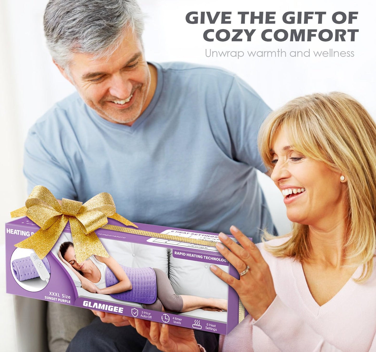 17"x33" Heating Pad for Back Pain Relief, Electric Heating Pads for Neck/Shoulder/Muscle Pain, Auto Off, 6 Heat Settings - Mothers Day Christmas Gifts for Women Mom Sister Wife Grandma