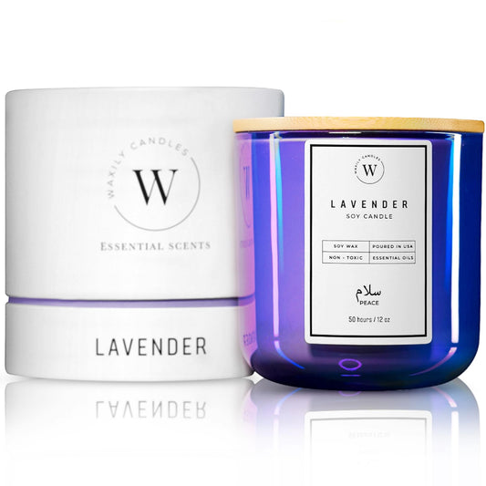 Waxily Lavender Soy Candle | Non Toxic Candles | Aromatherapy, Long Lasting, Glass Essential Oil Candle | Luxury Gift, Sleep Support, Calming Spa, Bedroom, Vegan, Clean Burning, Home Decor | 12oz