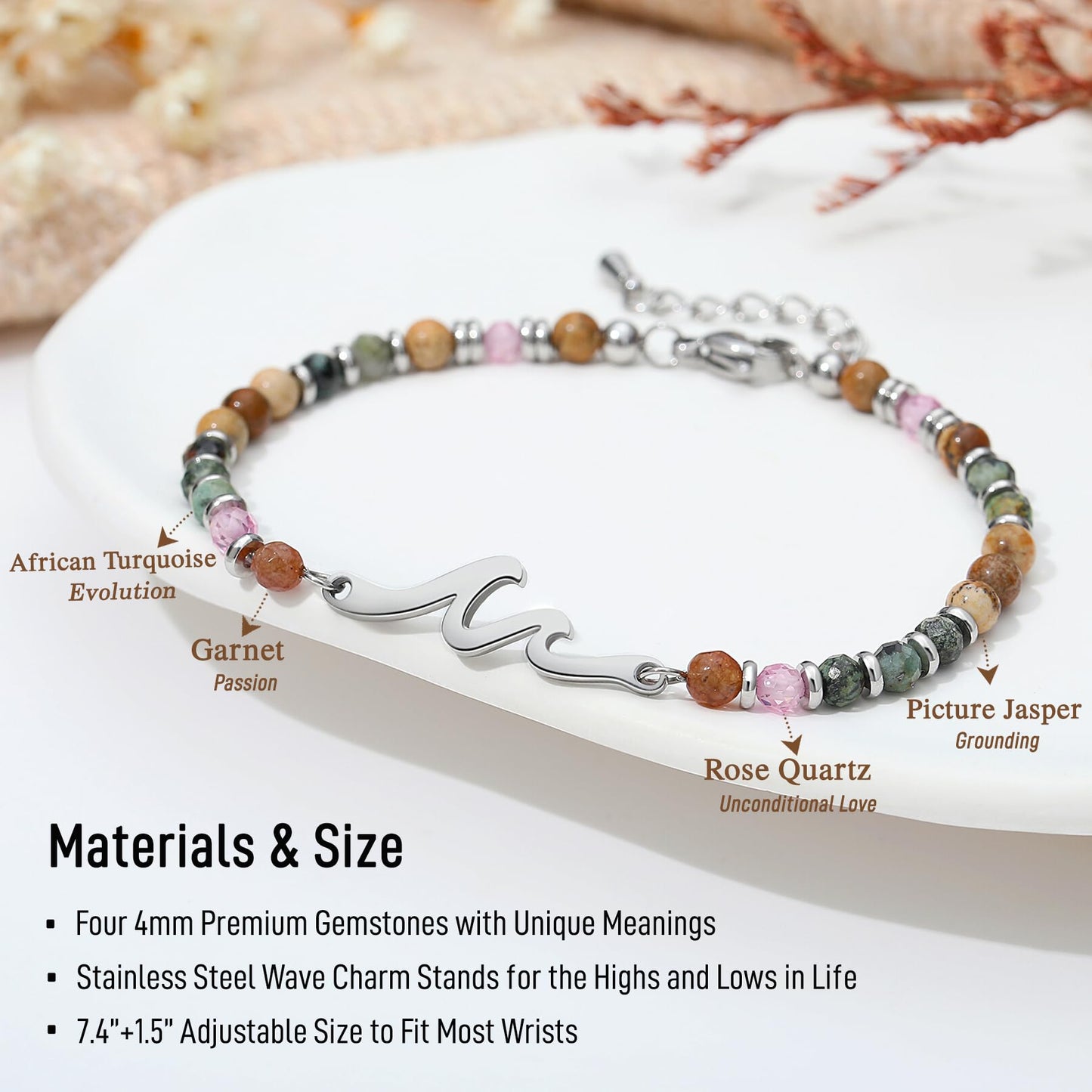 TONY & SANDY Sister Gifts, Wave Bracelet for Women, Sister Birthday Christmas Gifts, Sisters Bracelet, Unique Mother's Valentine's Day gift for Big Little Adult Soul Sisters Jewelry Present