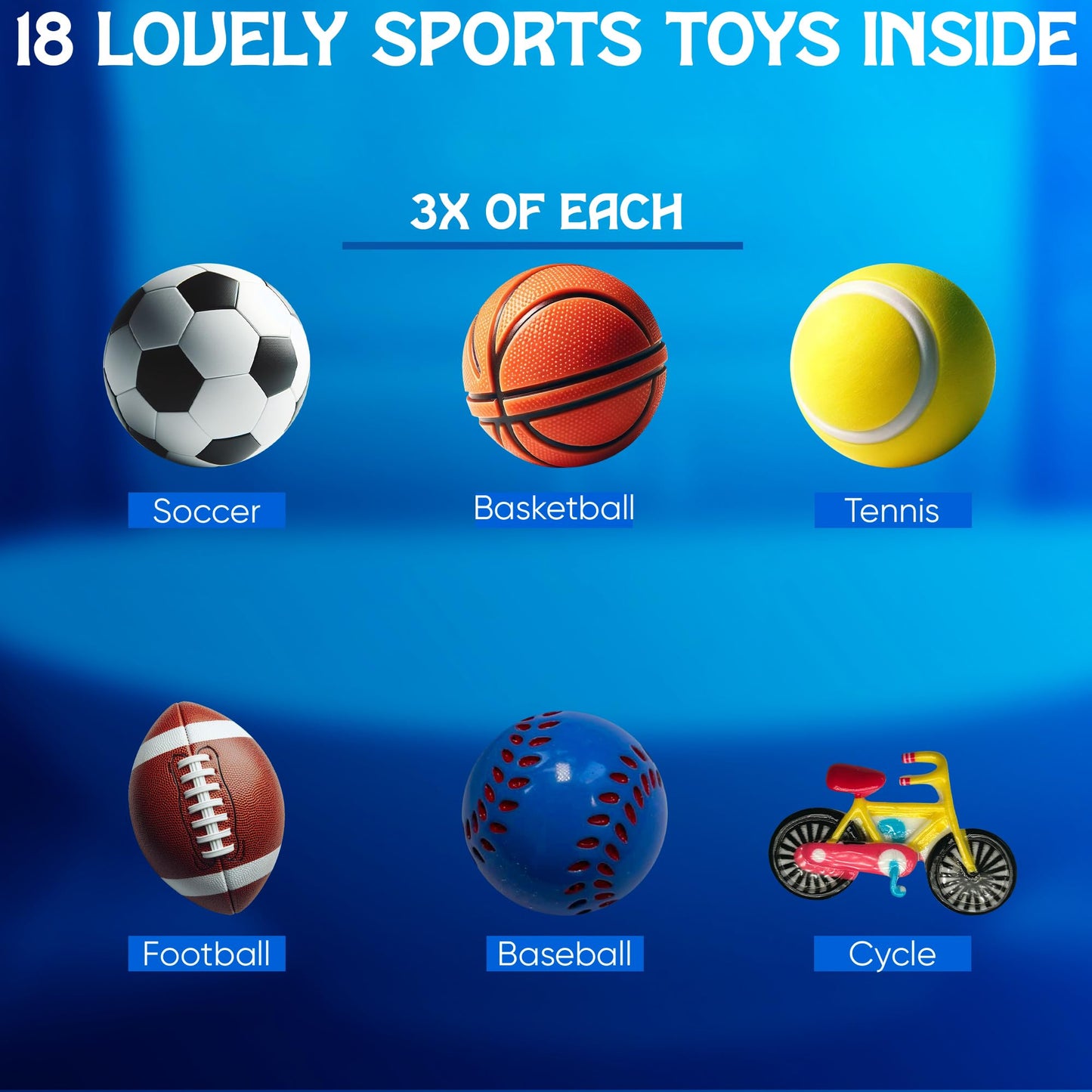 Bath Bombs with Toys Inside W/Flash Cards - Sports Bath Bombs for Kids - Gift Set of 18 Scented Organic Handmade - 2.5 oz with Natural Essential Oils - 18 Pack