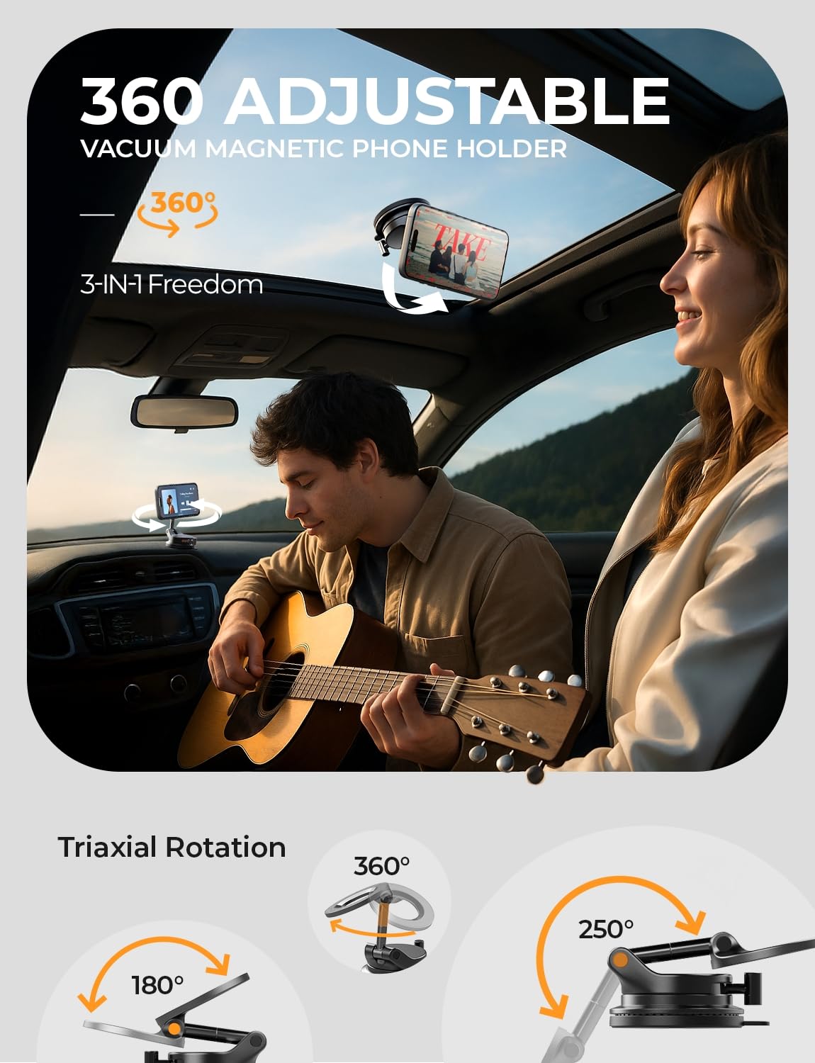 LISEN Suction Cup Phone Mount, Vacuum Magnetic Phone Holder, 360° Adjustable for MagSafe Car Holder Foldable Suction Phone Mount for Car, for Garmin GPS/Mirror/Smooth Surface, for iPhone 16 Pro Max 15