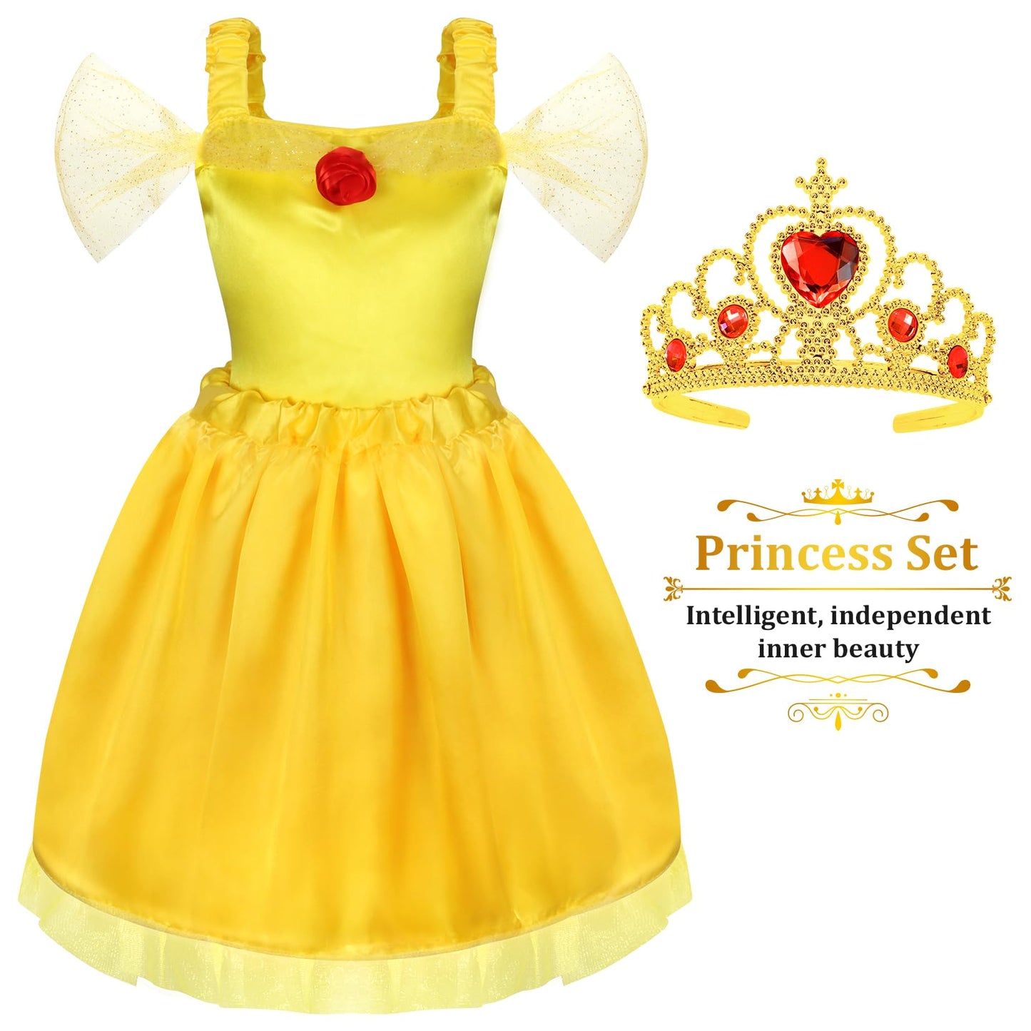 18 Pcs Princess Dress Up Clothes for Little Girl Role Play Costume Gift Set, Princess Dress Up Toys for Toddler Girls, Birthday Christmas Party Gifts for Girls Aged 3-6 Years Old