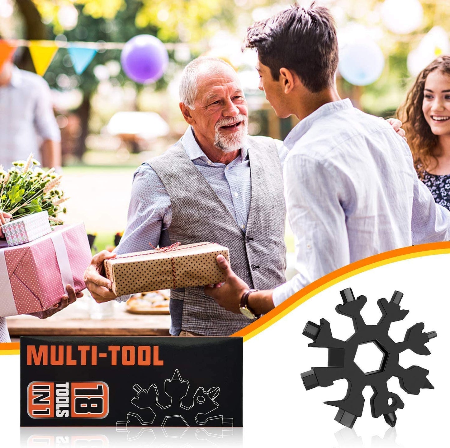 Stocking Stuffers for Adults Men, Christmas Gifts for Men Dad, 2 Pack 18 in 1 Snowflake Multitools Mens Stocking Stuffers, White Elephant Gifts, Tool Cool Gadgets