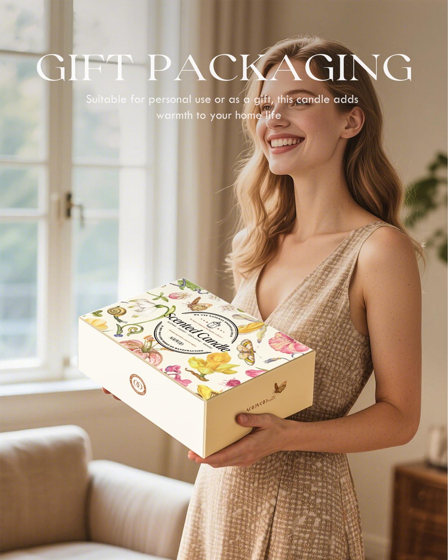 AOOVOO Candles Set - 6PC Scented Candles, Soy Candle, Aromatherapy Candle, Soy Wax Candle, Candle for Home Scented, Lavender/Vanilla/Eucalyptus/Sage/Jasmine/Sandalwood